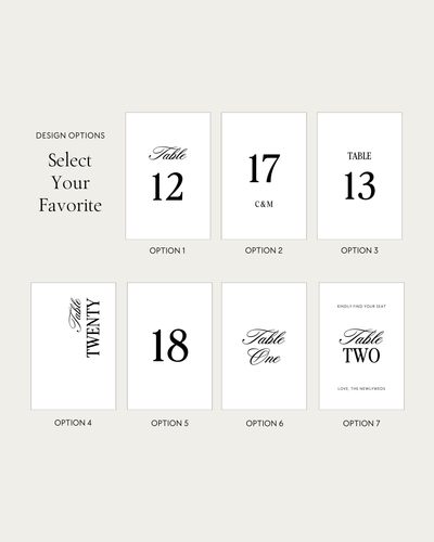 Table Numbers Design Options