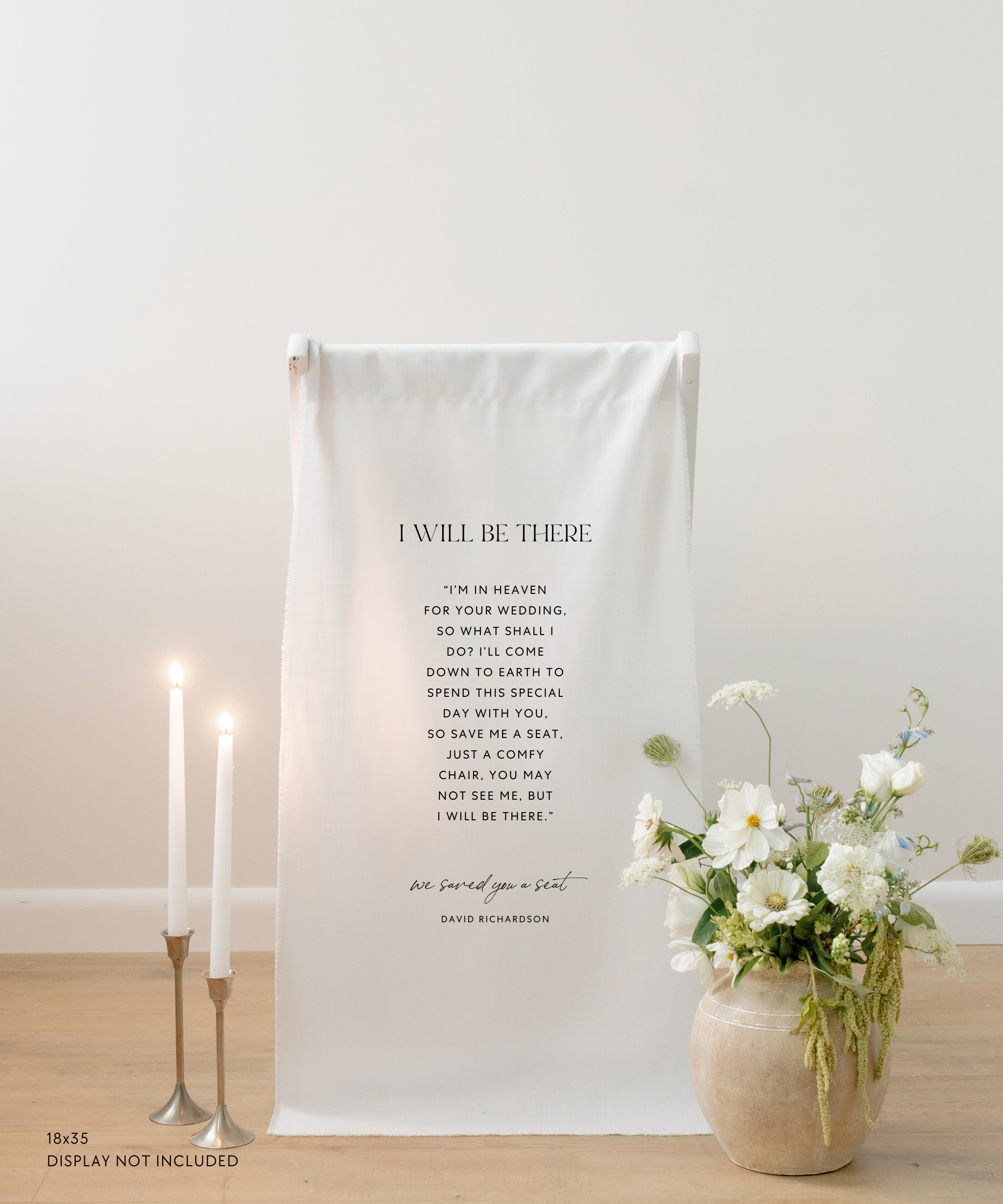 Linen Reserved In Loving Memory Memorial Chair Sign In Capri