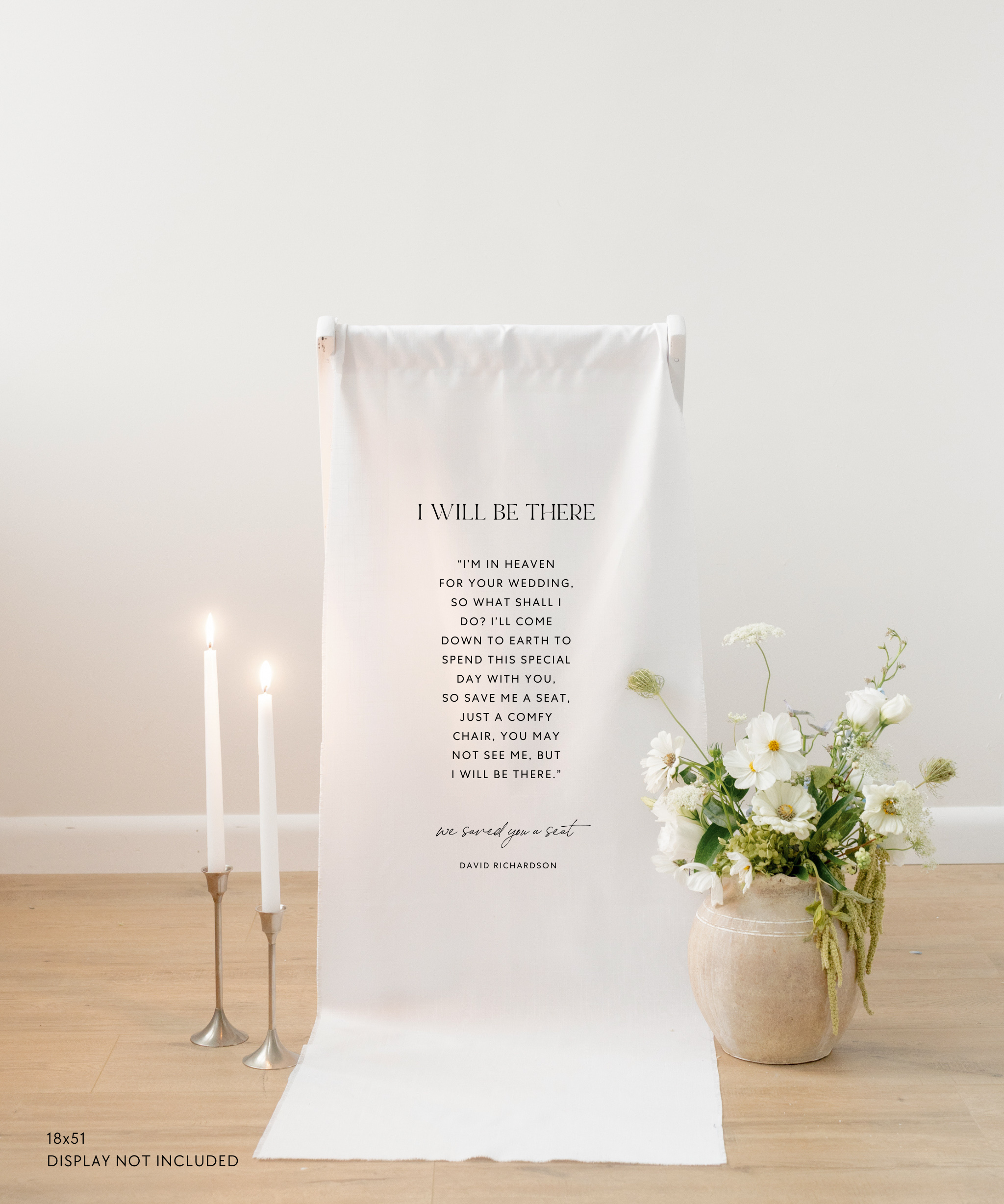 Linen Reserved In Loving Memory Memorial Chair Sign In Capri