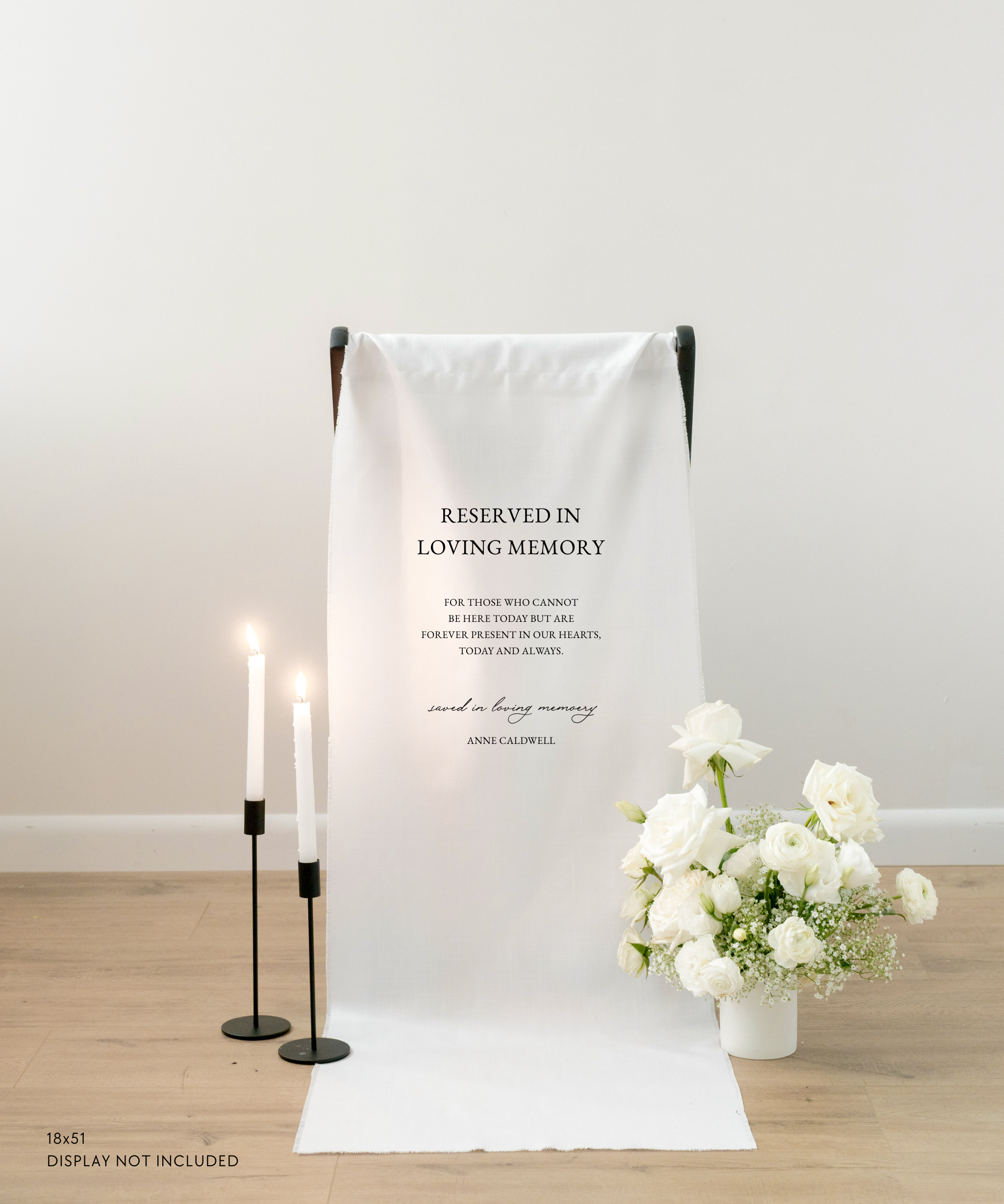 Linen Reserved In Loving Memory Memorial Chair Sign In Claire