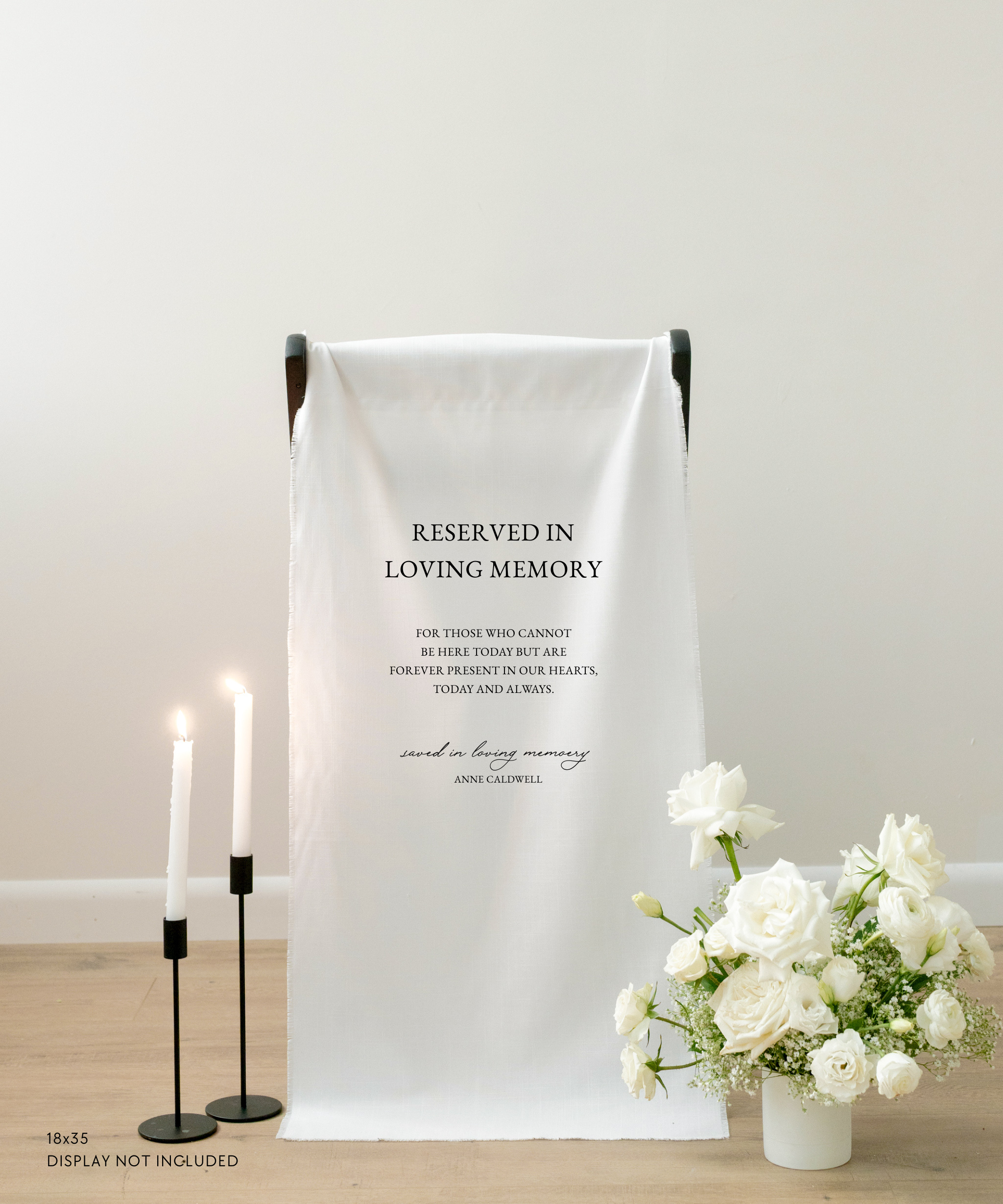 Linen Reserved In Loving Memory Memorial Chair Sign In Claire