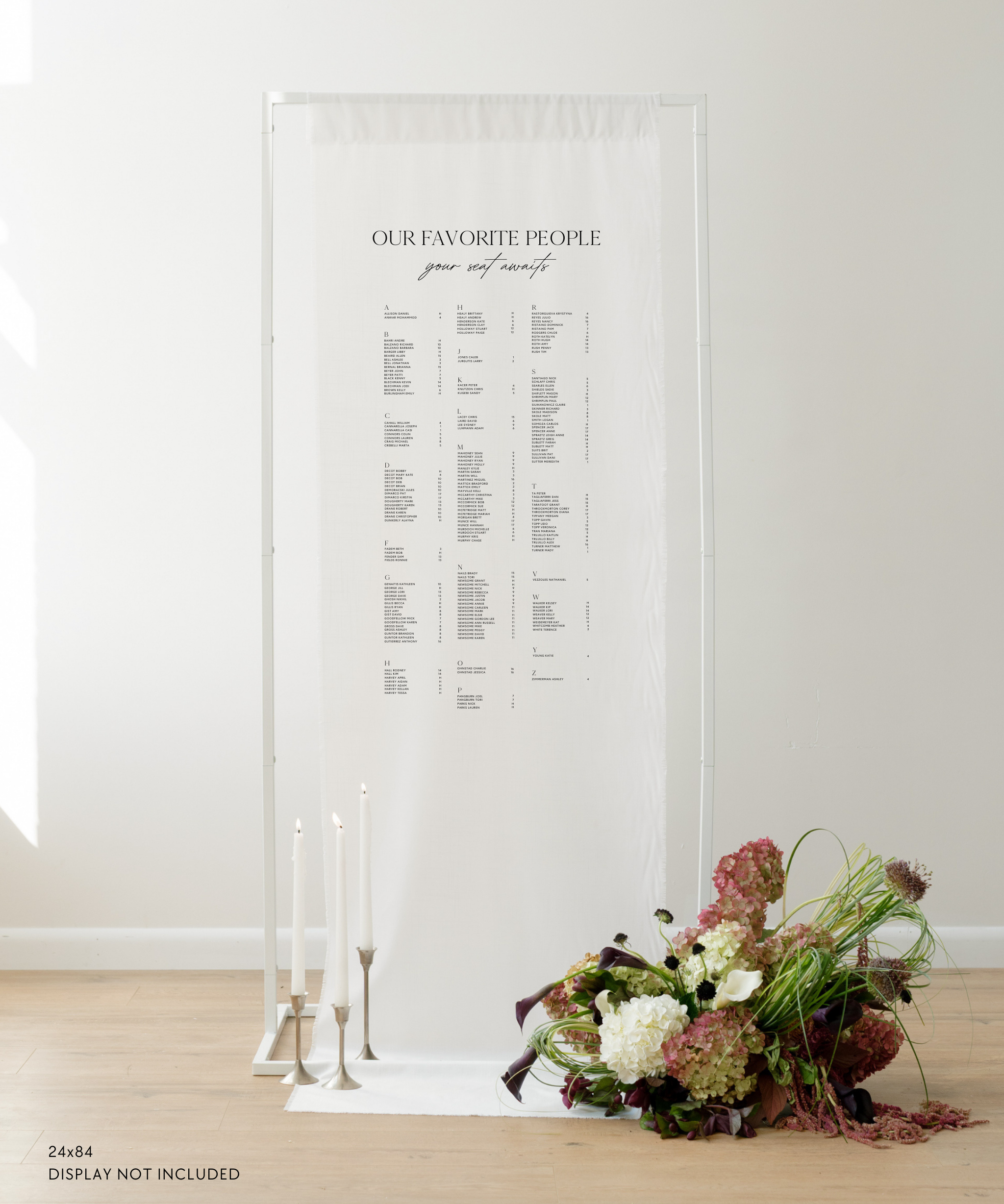 Wedding Linen Seating Chart Sign In Quinn