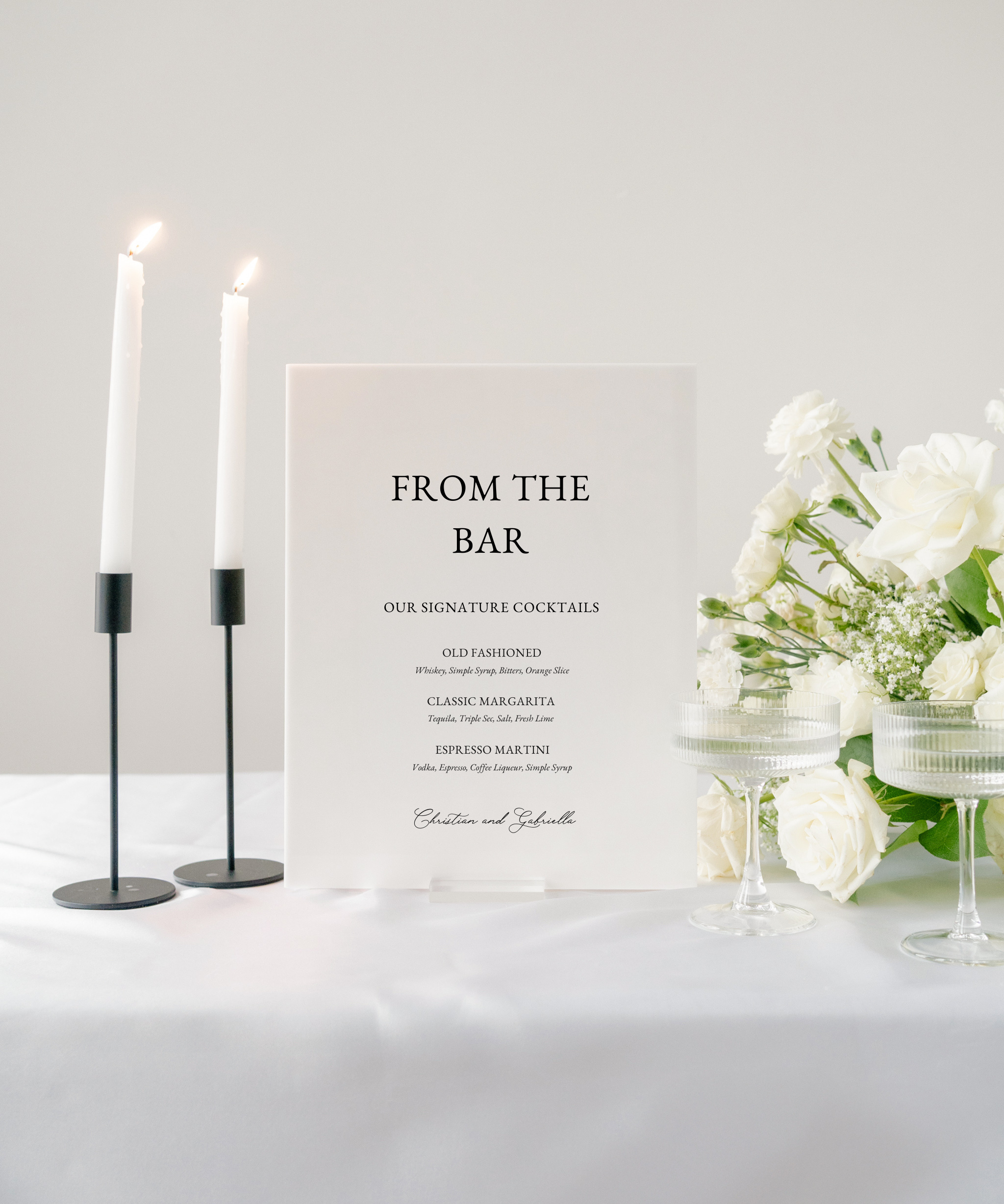 Acrylic Signature Drink Wedding Bar Sign In Claire