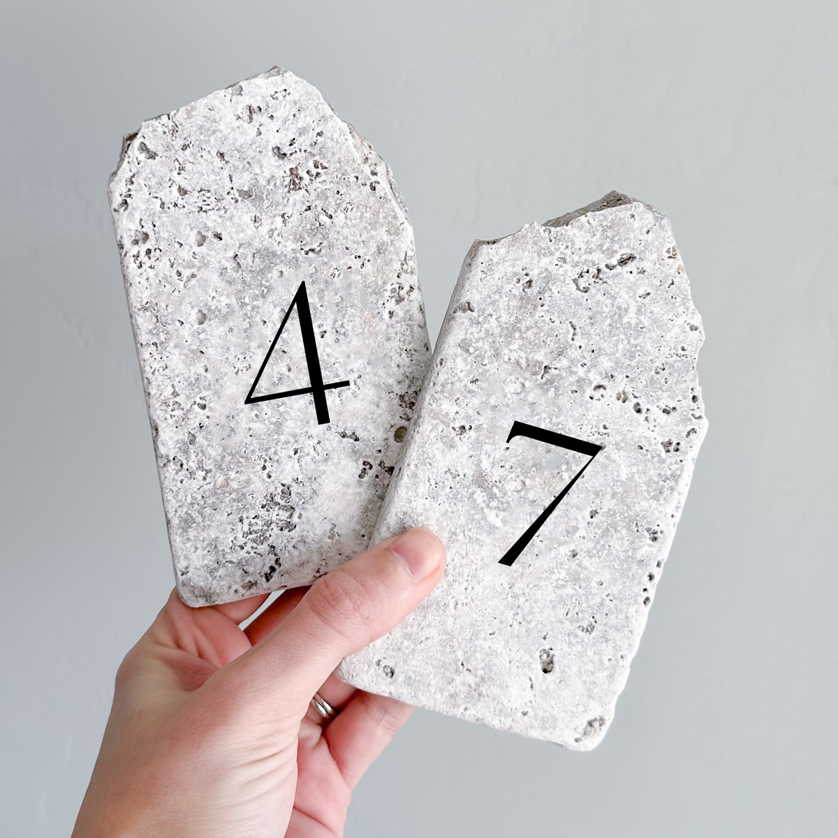 Wedding Silver Travertine Stone Table Numbers