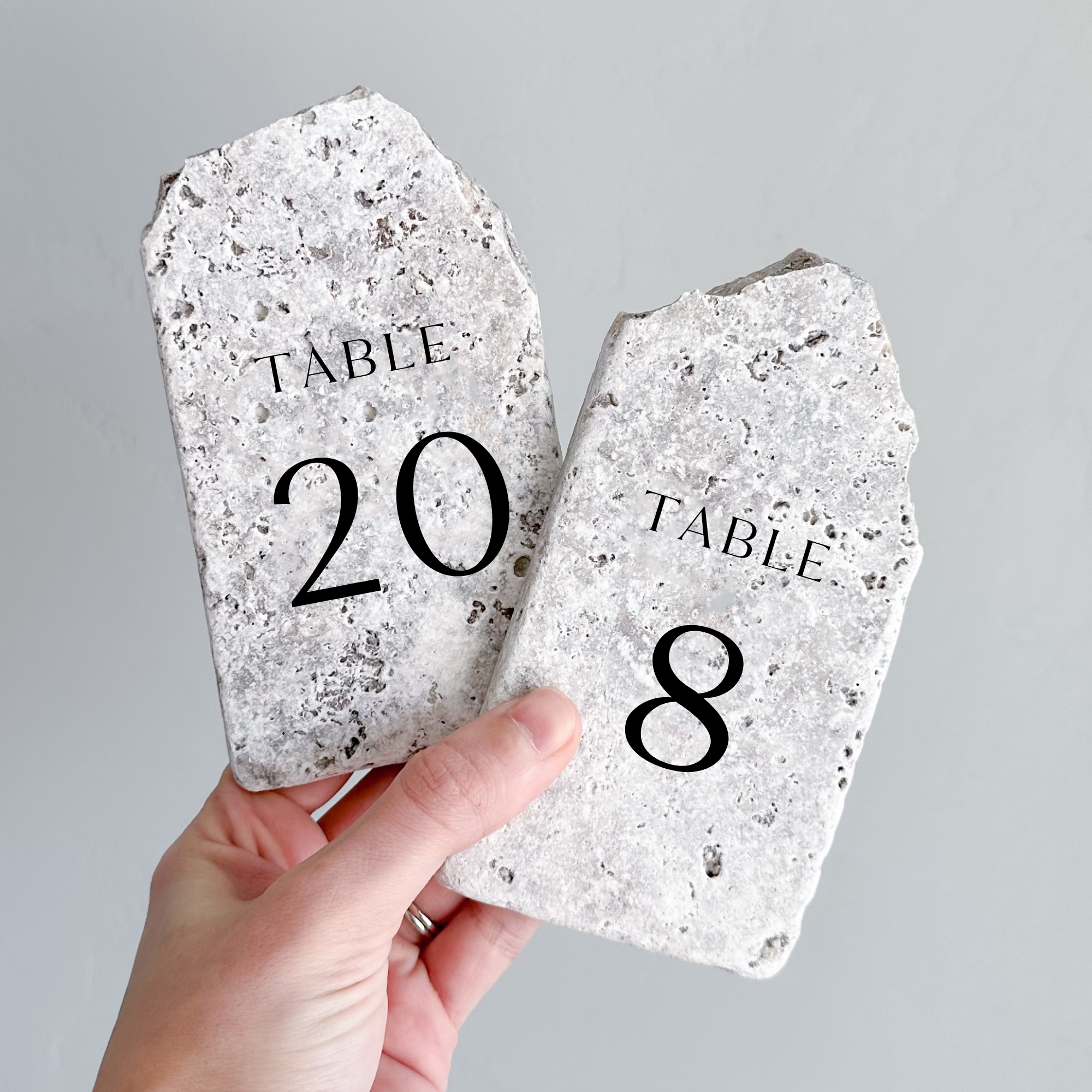 Wedding Silver Travertine Stone Table Numbers