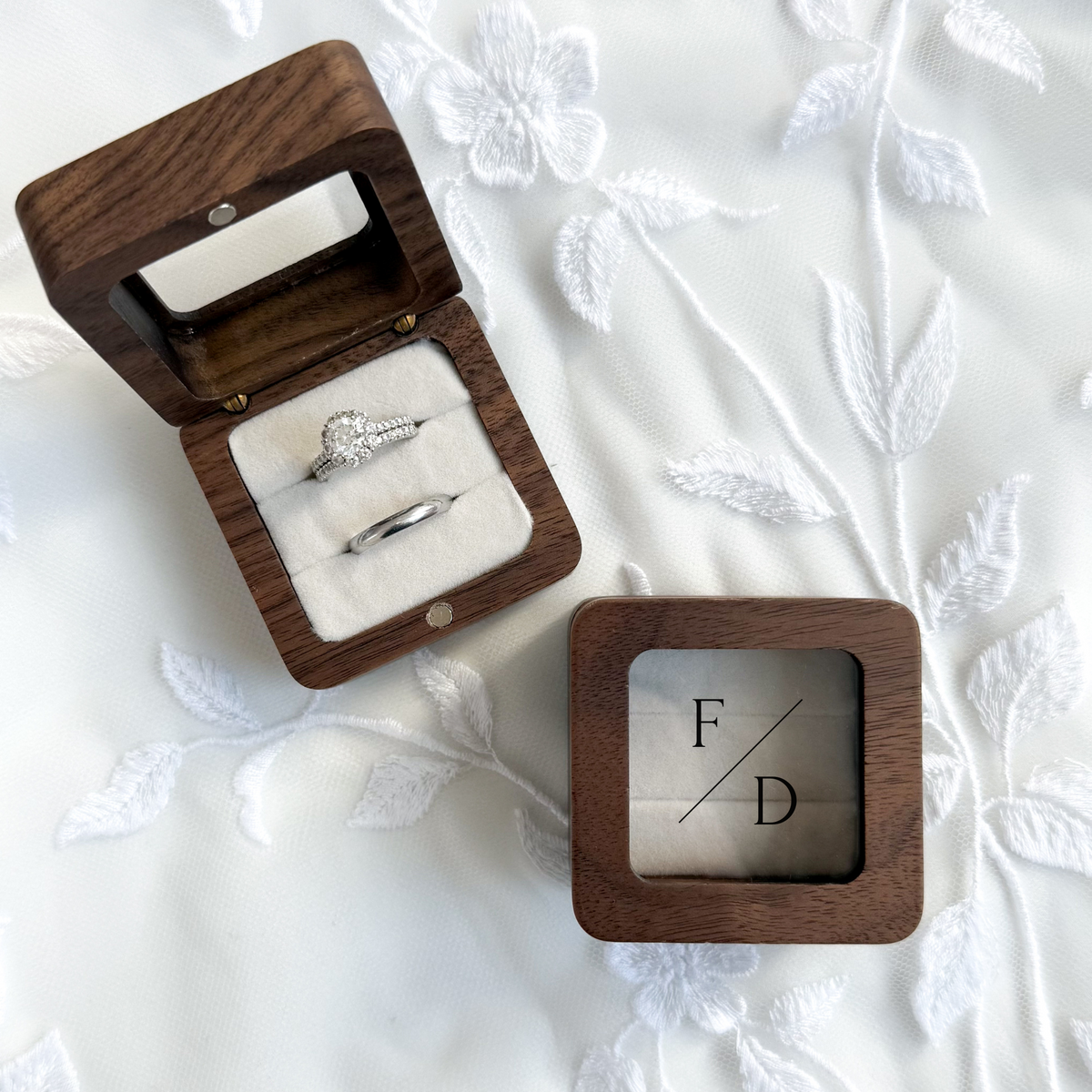 Square Wooden Ring Box