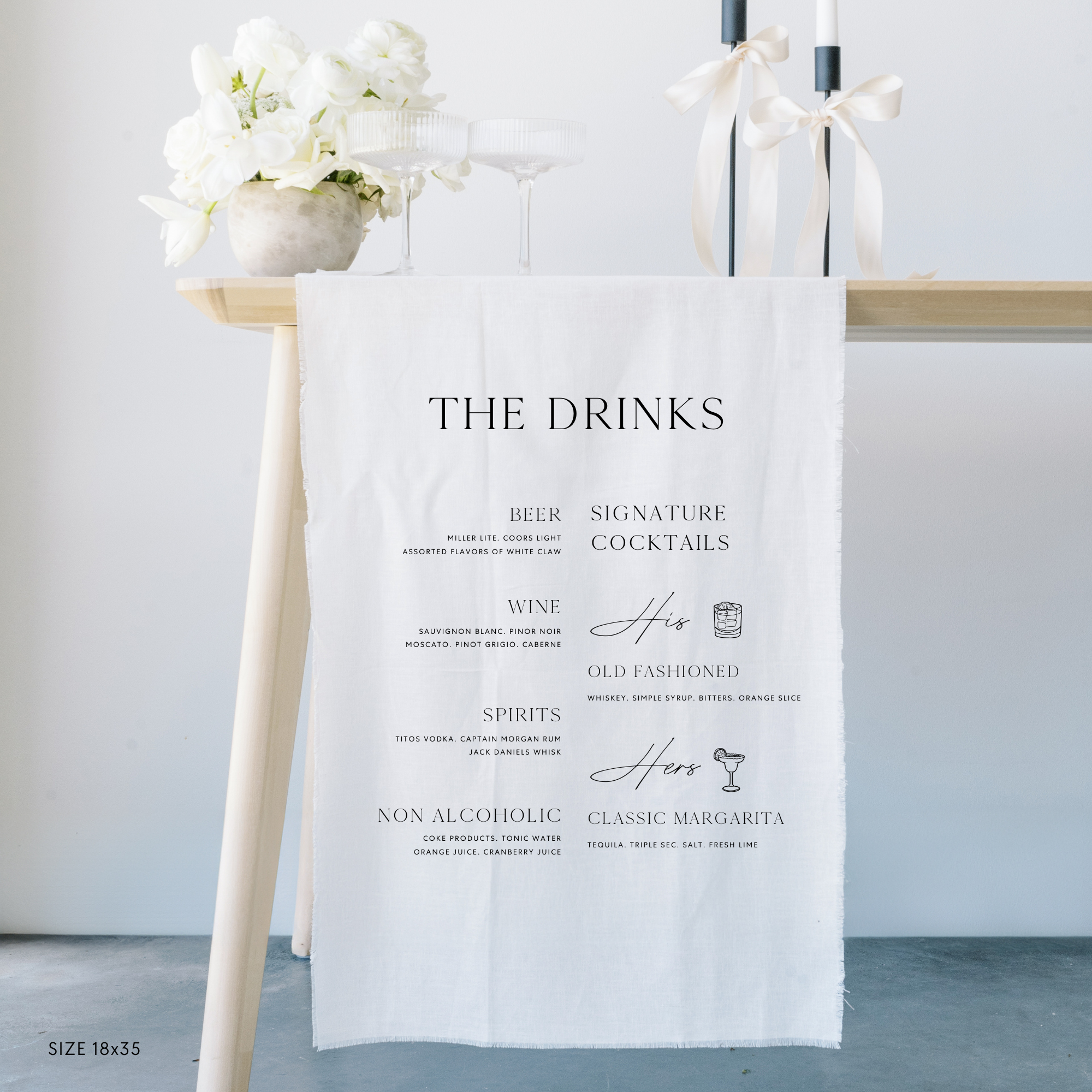 Drink Menu And Signature Drink Linen Sign