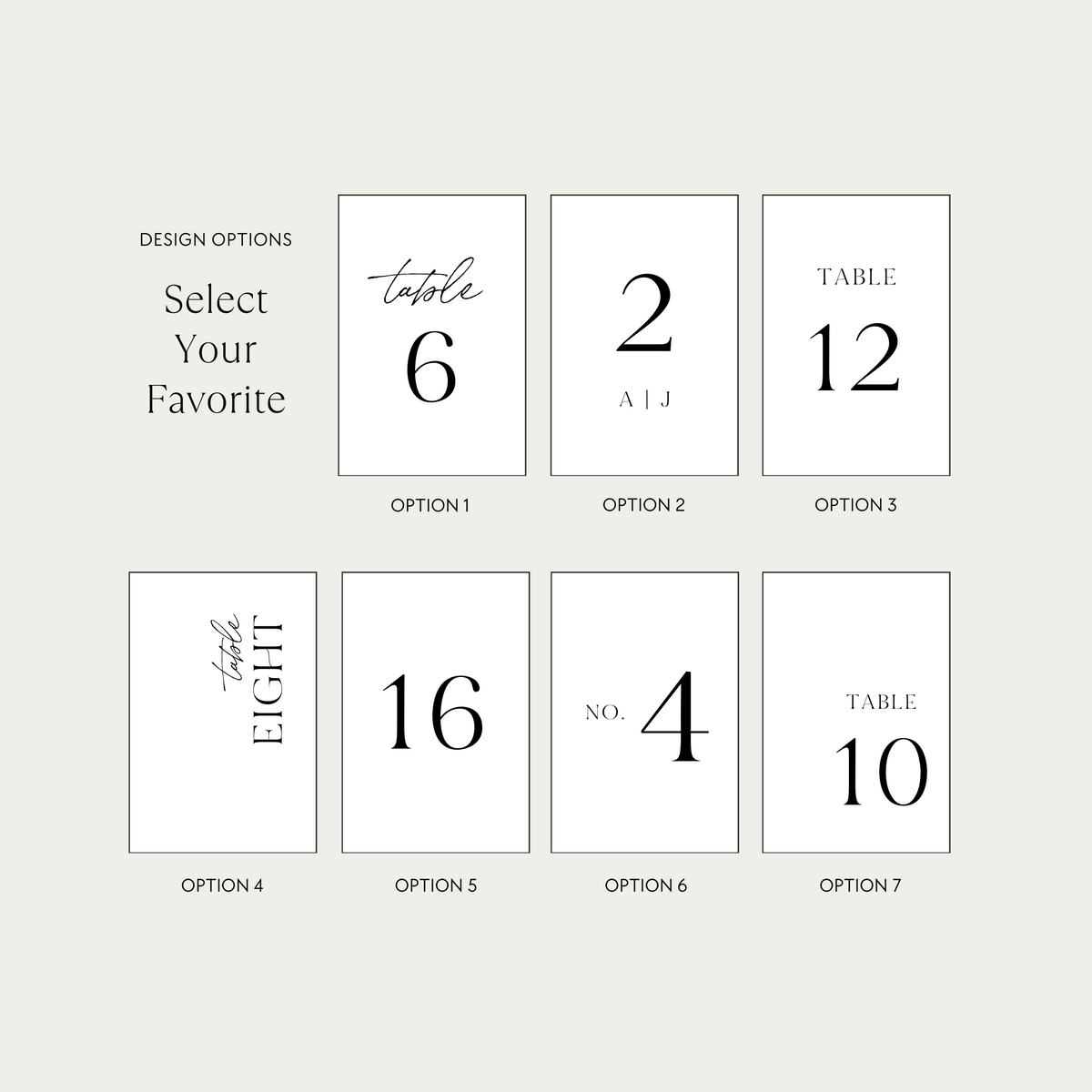 Vertical Table Numbers Design Options