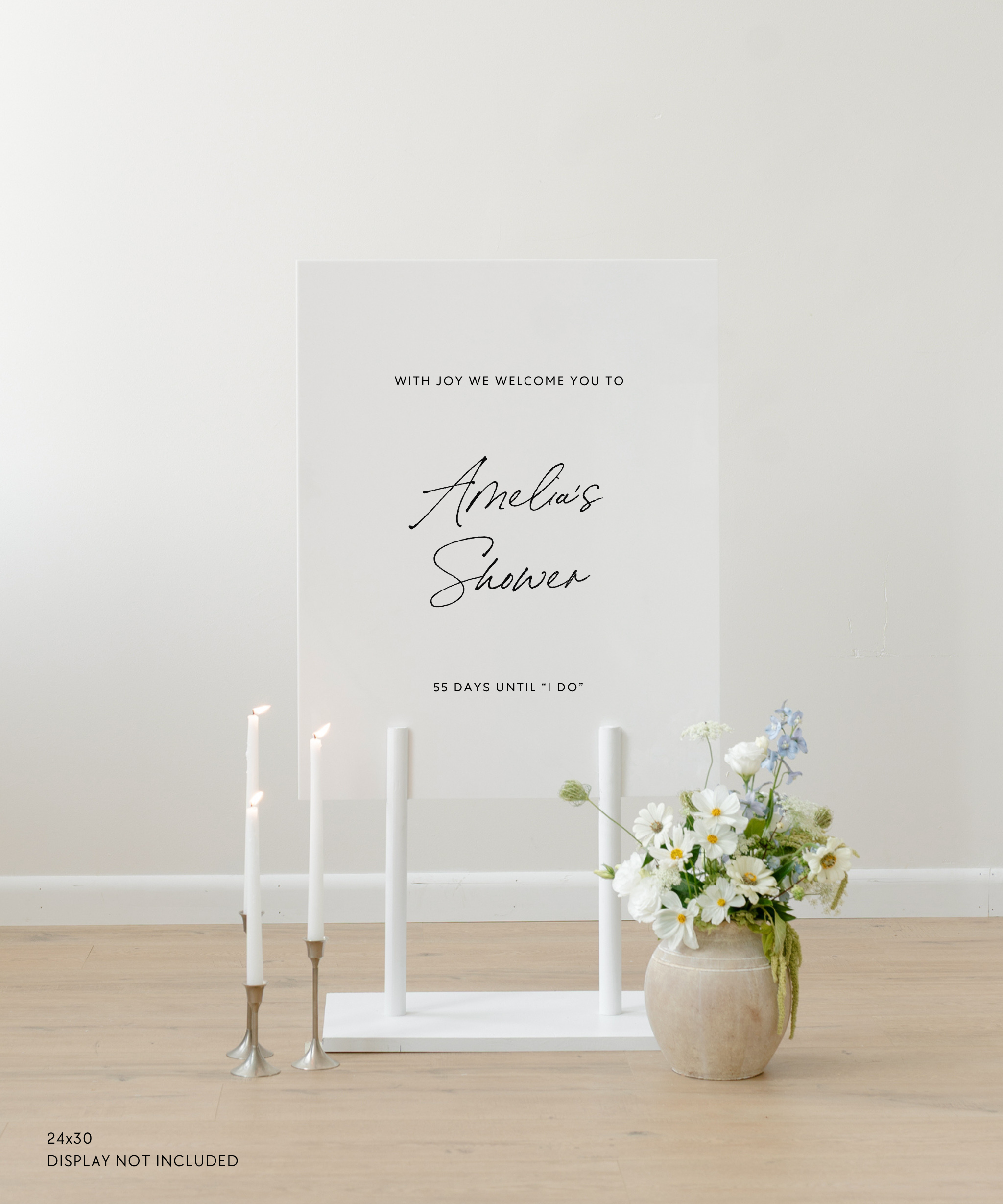 Acrylic Bridal Shower Welcome Sign With Joy We Welcome You To Amelia's Shower