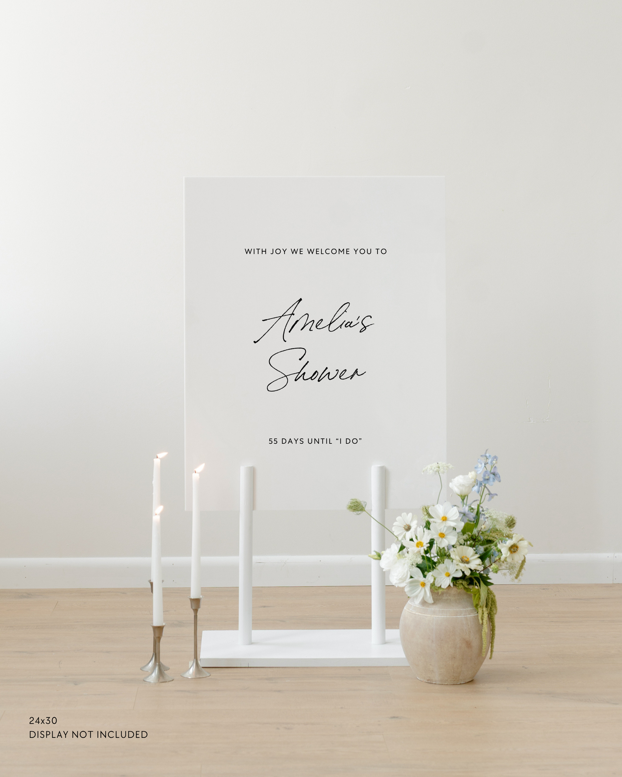 Acrylic Bridal Shower Welcome Sign With Joy We Welcome You To Amelia's Shower