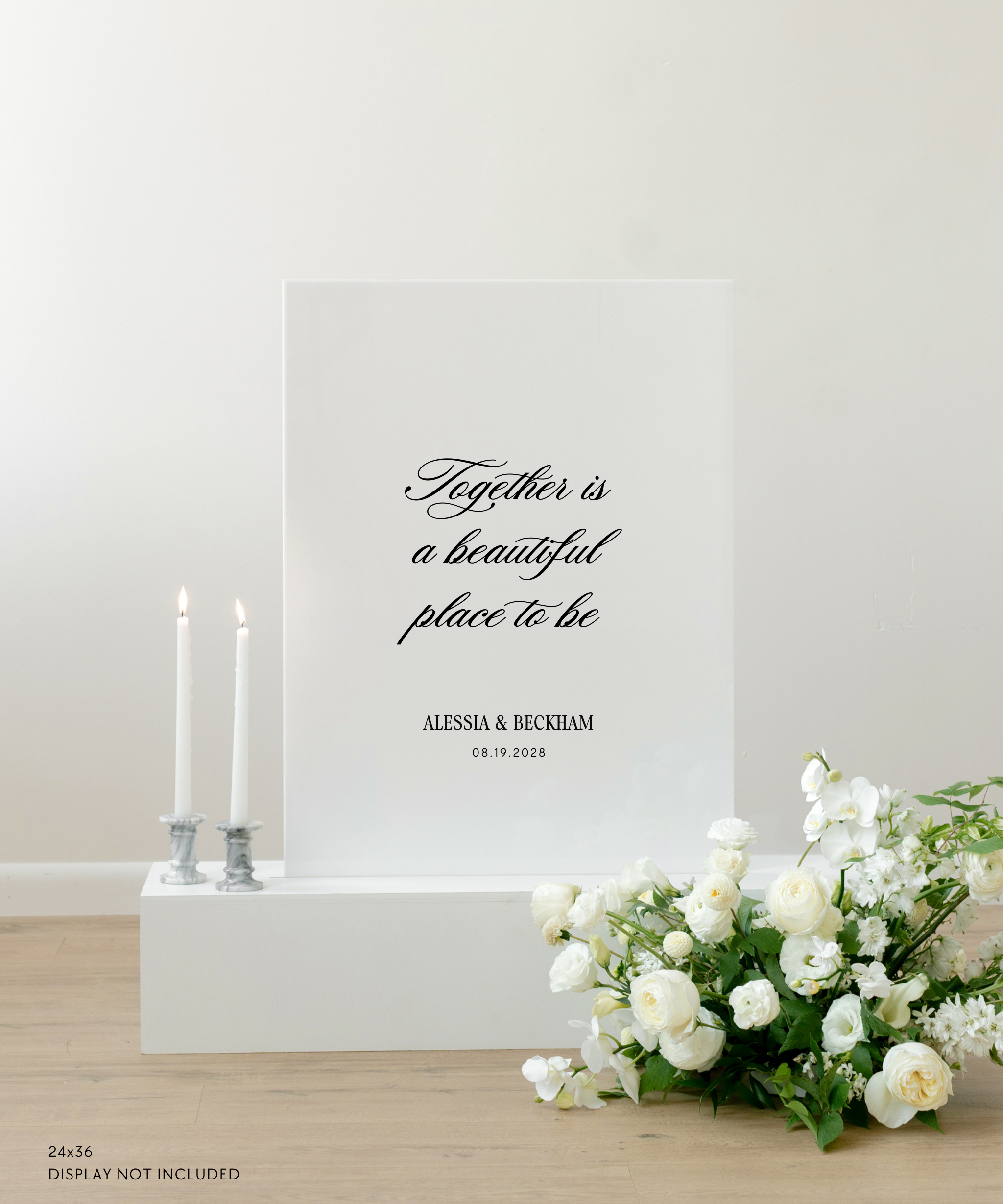 Acrylic Custom Wedding Quote Sign together is a beautiful place to be personalized elegant script