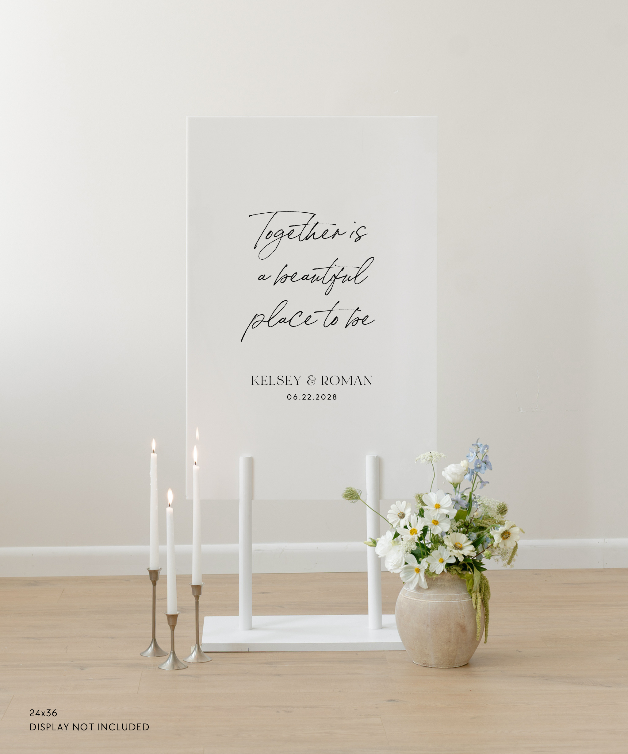 Acrylic Custom Wedding Quote Sign Together Is A Beautiful Place To Be Kelsey and Roman