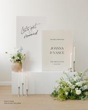 Acrylic Double Wedding Sign Let's Get Married The Party Starts Now Joanna and Vance The Prescotts