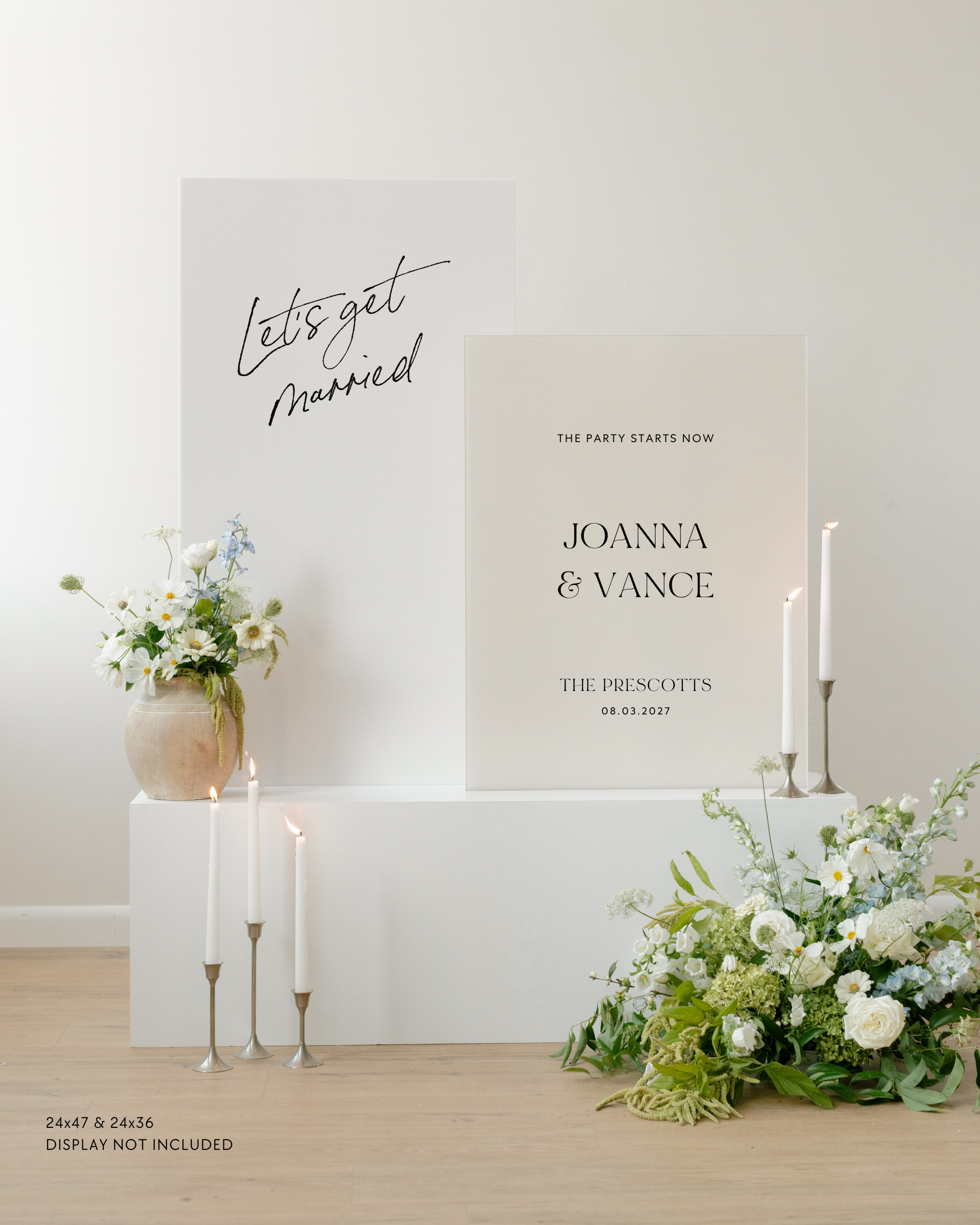 Acrylic Double Wedding Sign Let's Get Married The Party Starts Now Joanna and Vance The Prescotts