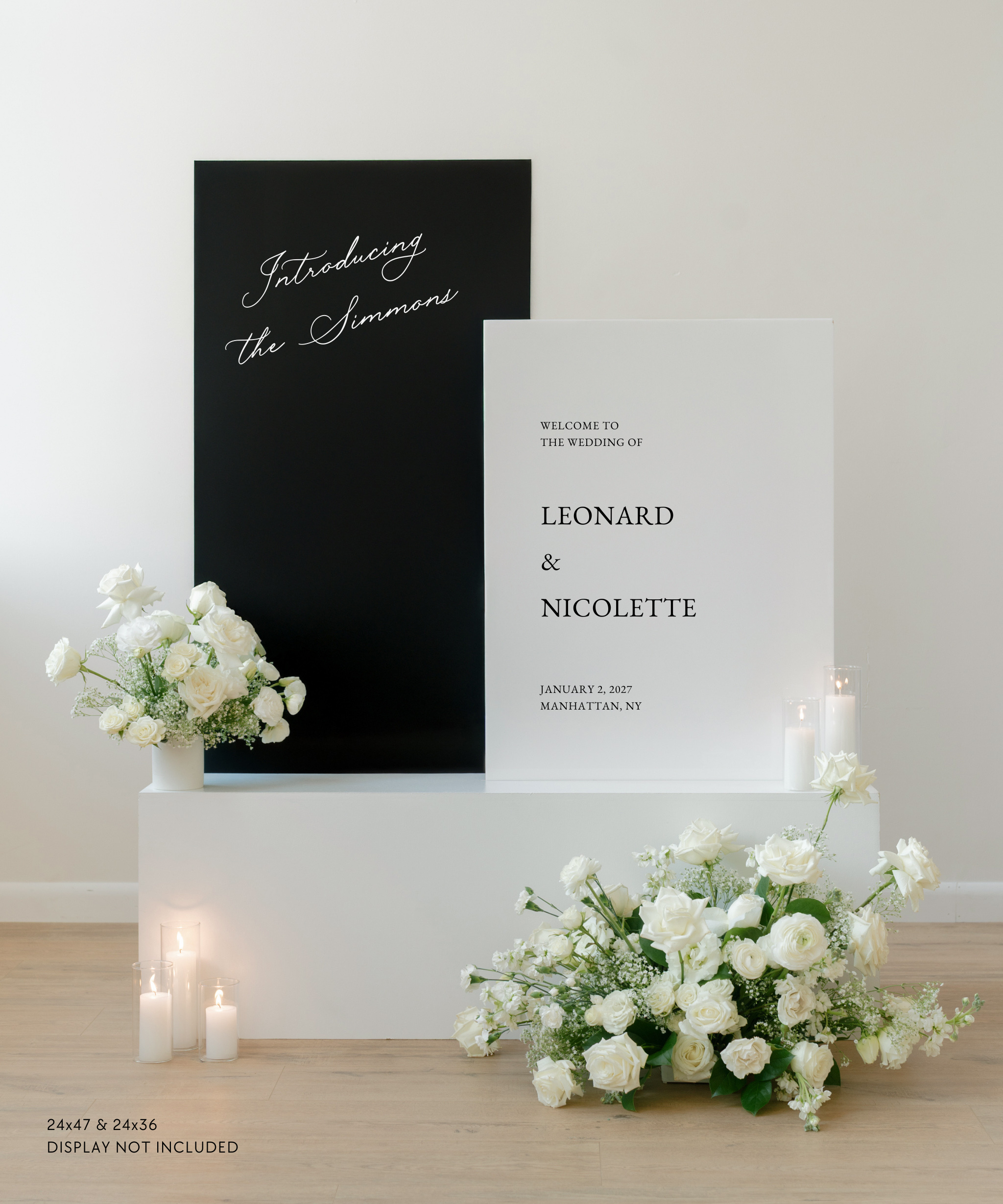 Acrylic Double Wedding Welcome and Party Sign introducing the simmons