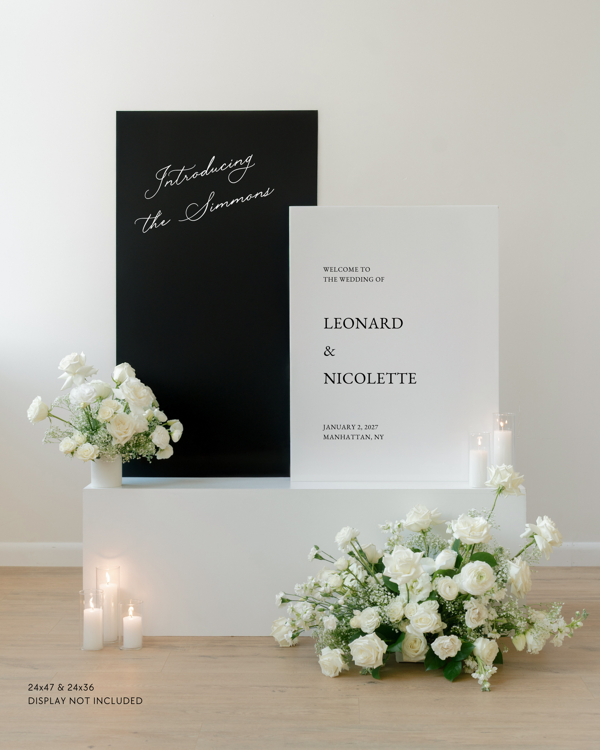 Acrylic Double Wedding Welcome and Party Sign introducing the simmons