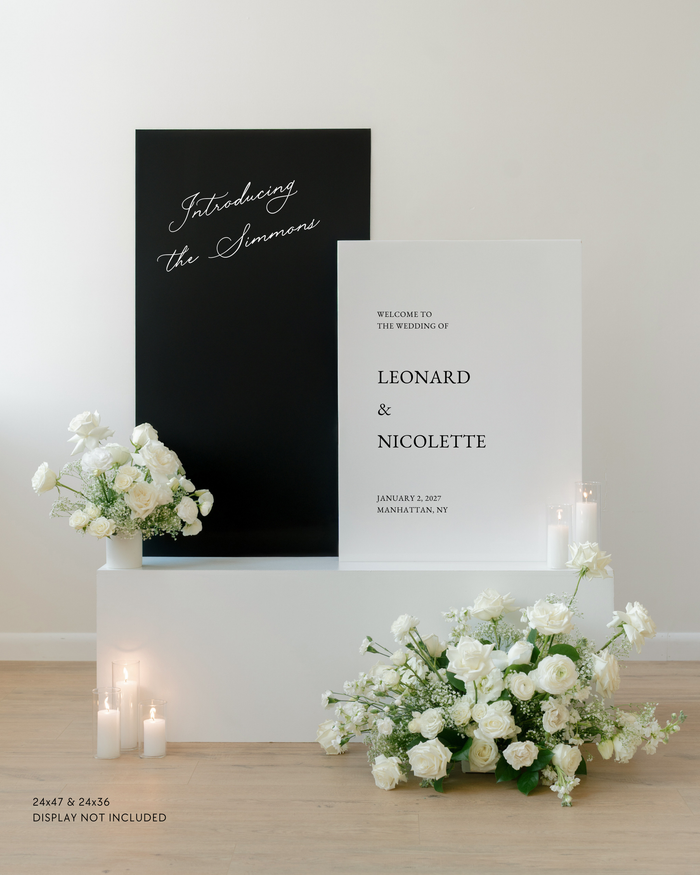 Acrylic Double Wedding Welcome and Party Sign introducing the simmons