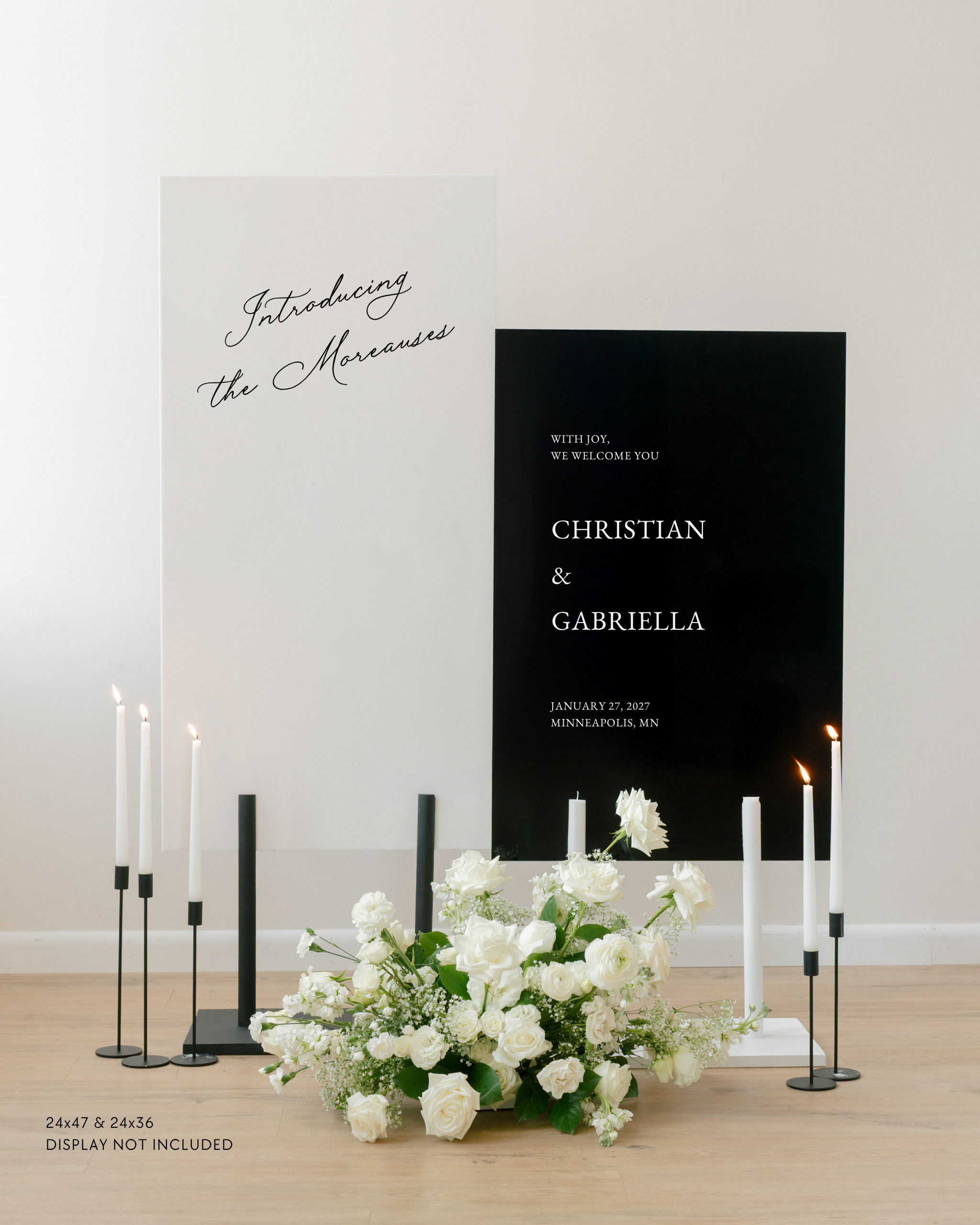 Acrylic Double Wedding Welcome and Party Sign Introducing The Moreauses
