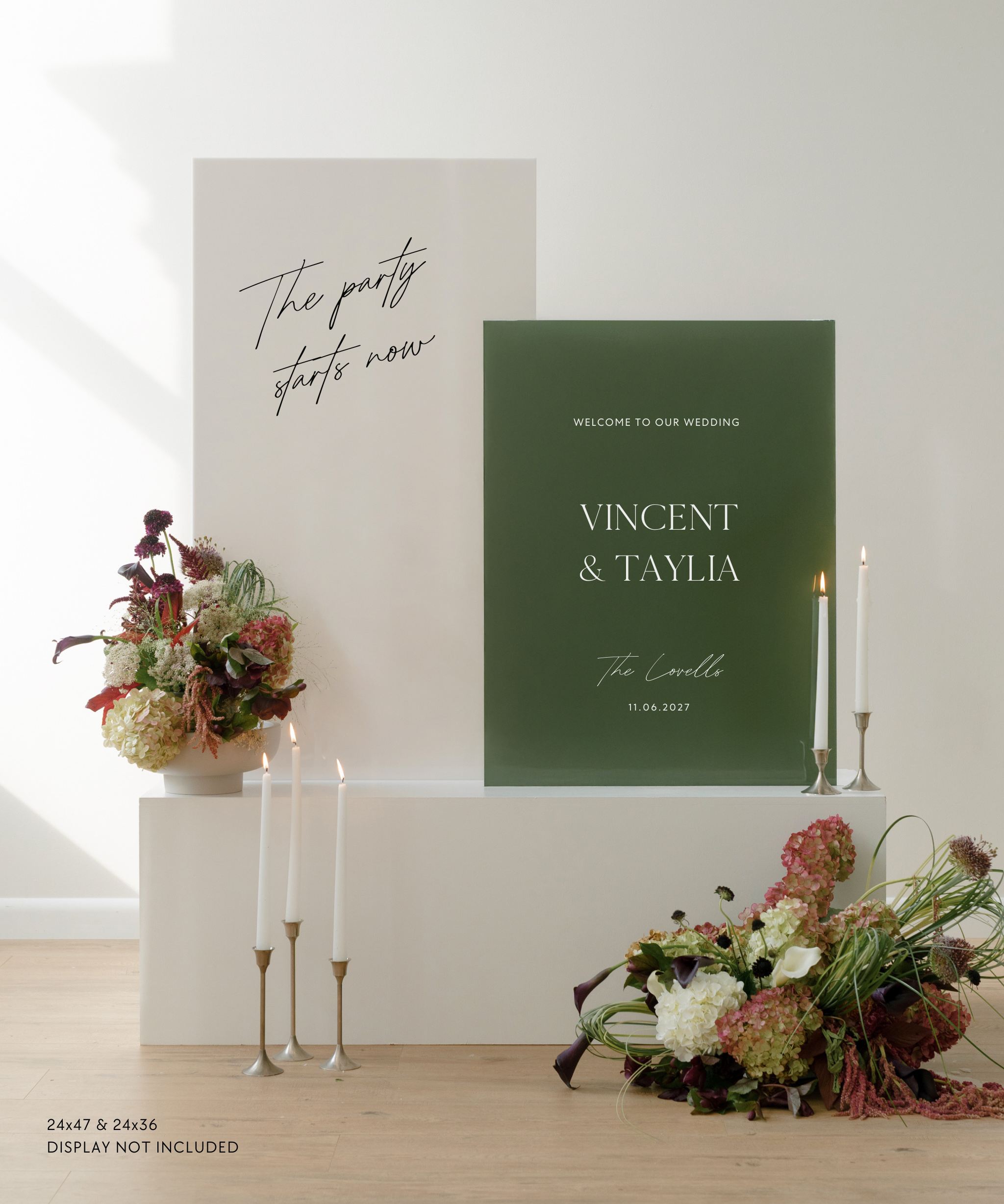 Acrylic Double Wedding Party Sign The Party Starts Now Vincent & Taylia