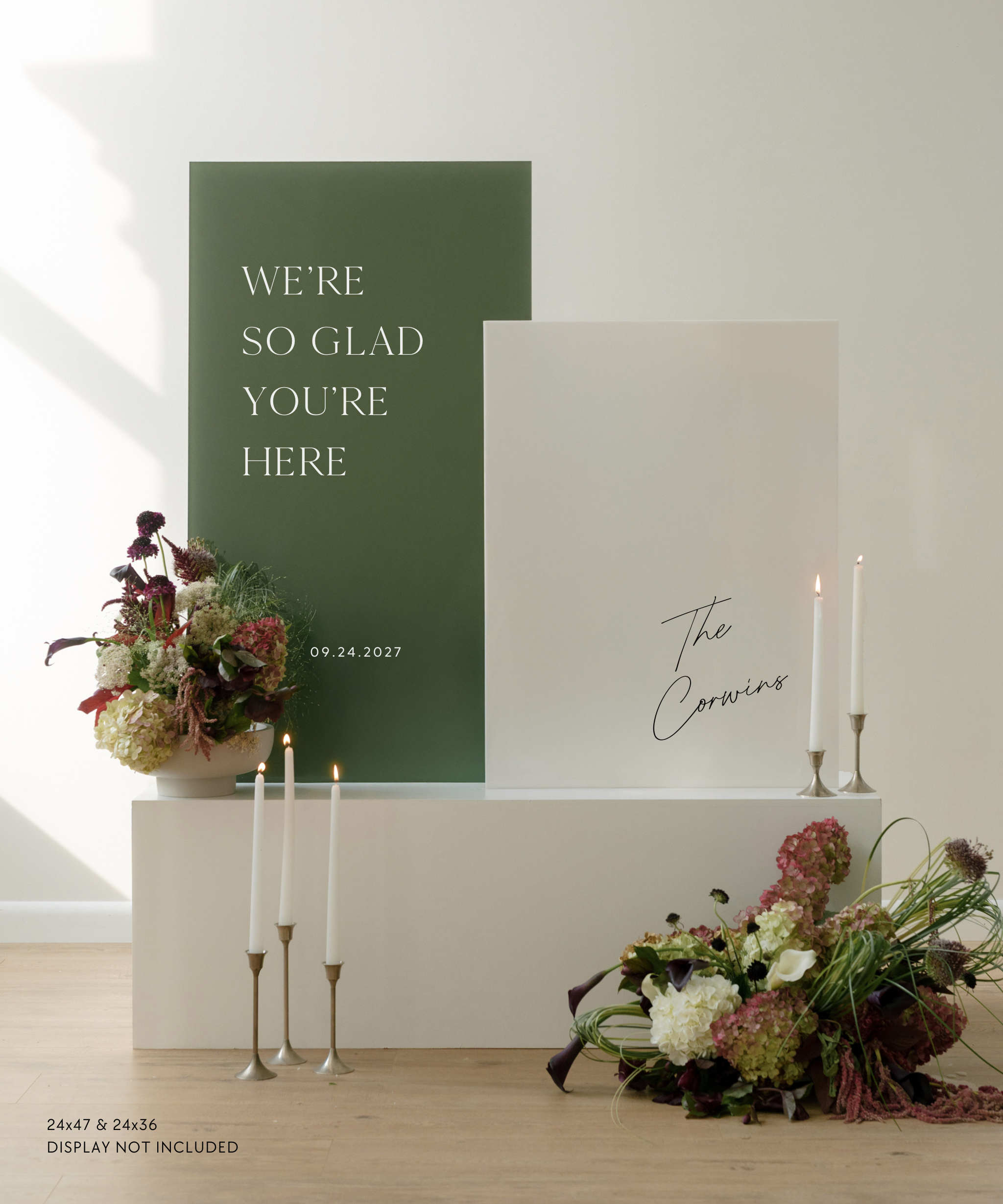 Acrylic Double Wedding Sign We're So Glad You're Here