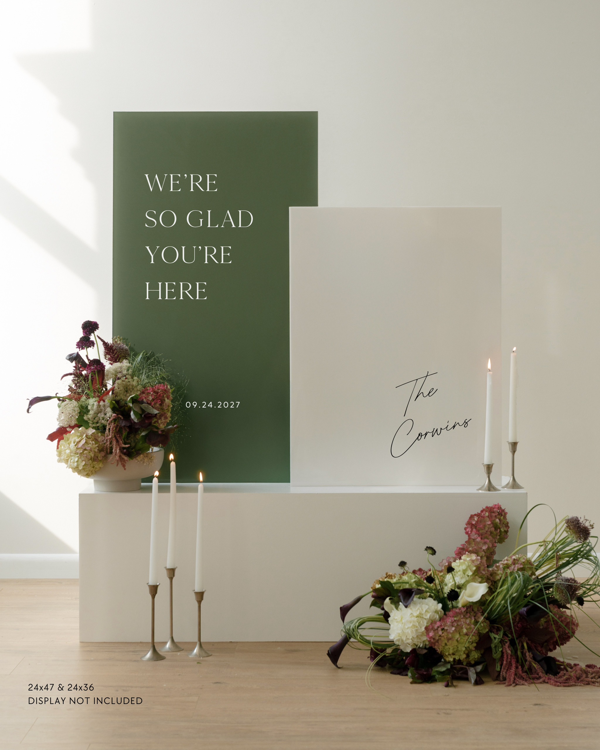 Acrylic Double Wedding Sign We're So Glad You're Here