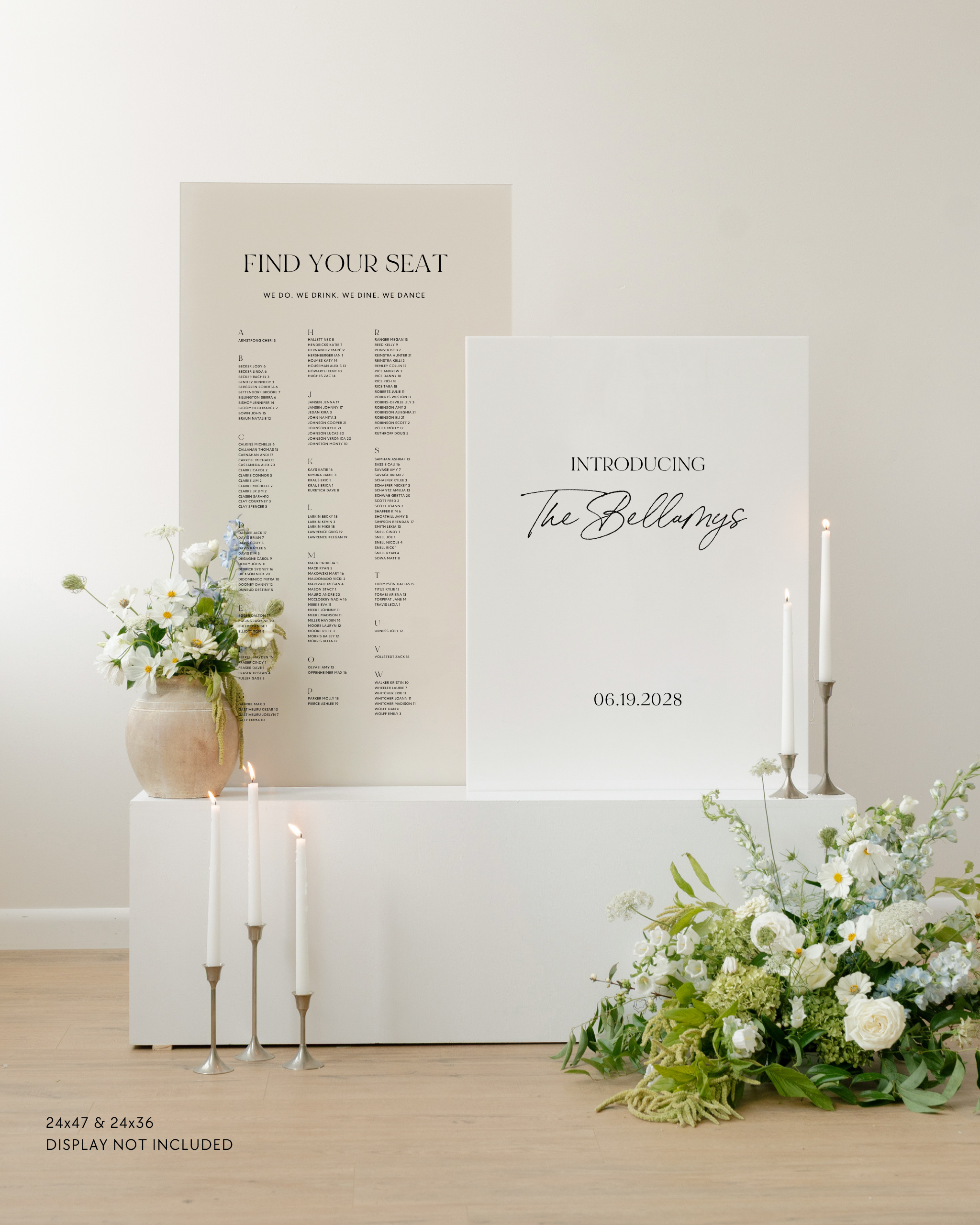 Acrylic Double Wedding Welcome and Seating Chart Find Your Seat Introducing The Bellamys 06.10.2028