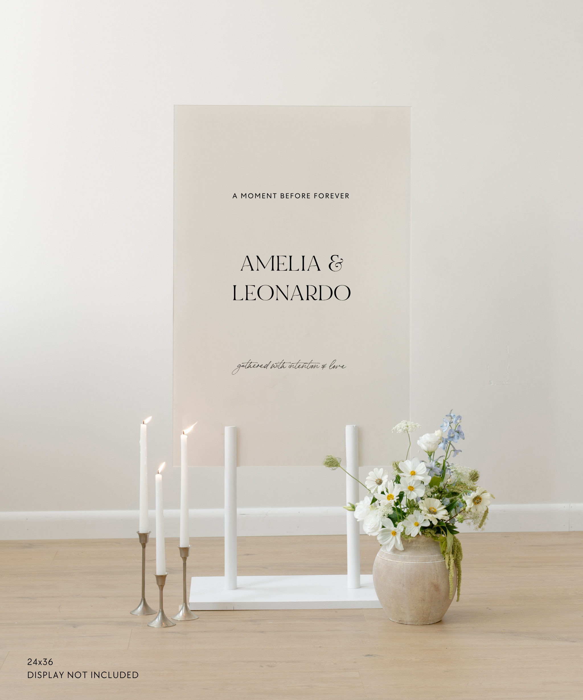 Acrylic Wedding Rehearsal Dinner Welcome Sign A Moment Before Forever Amelia and Leonardo