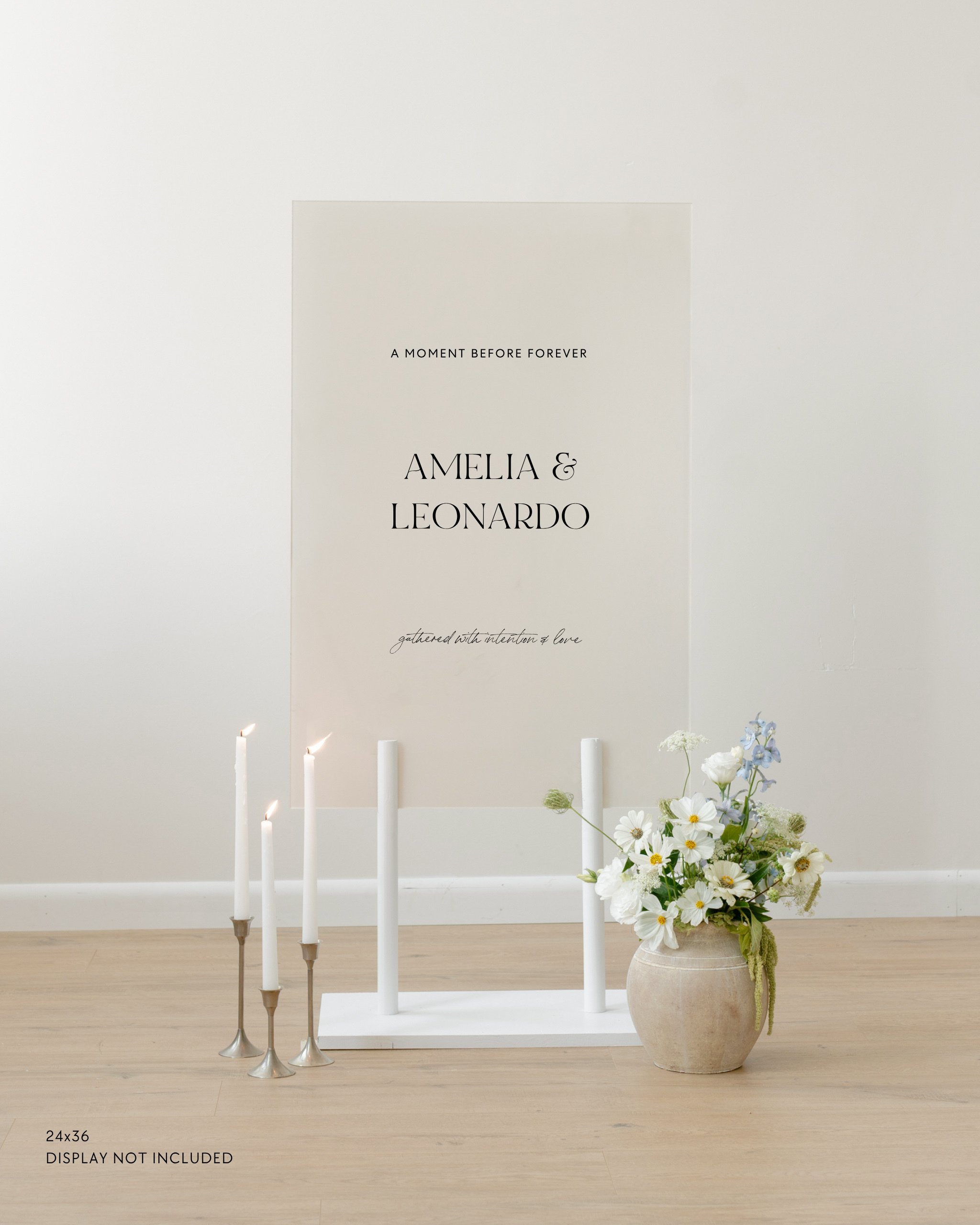 Acrylic Wedding Rehearsal Dinner Welcome Sign A Moment Before Forever Amelia and Leonardo