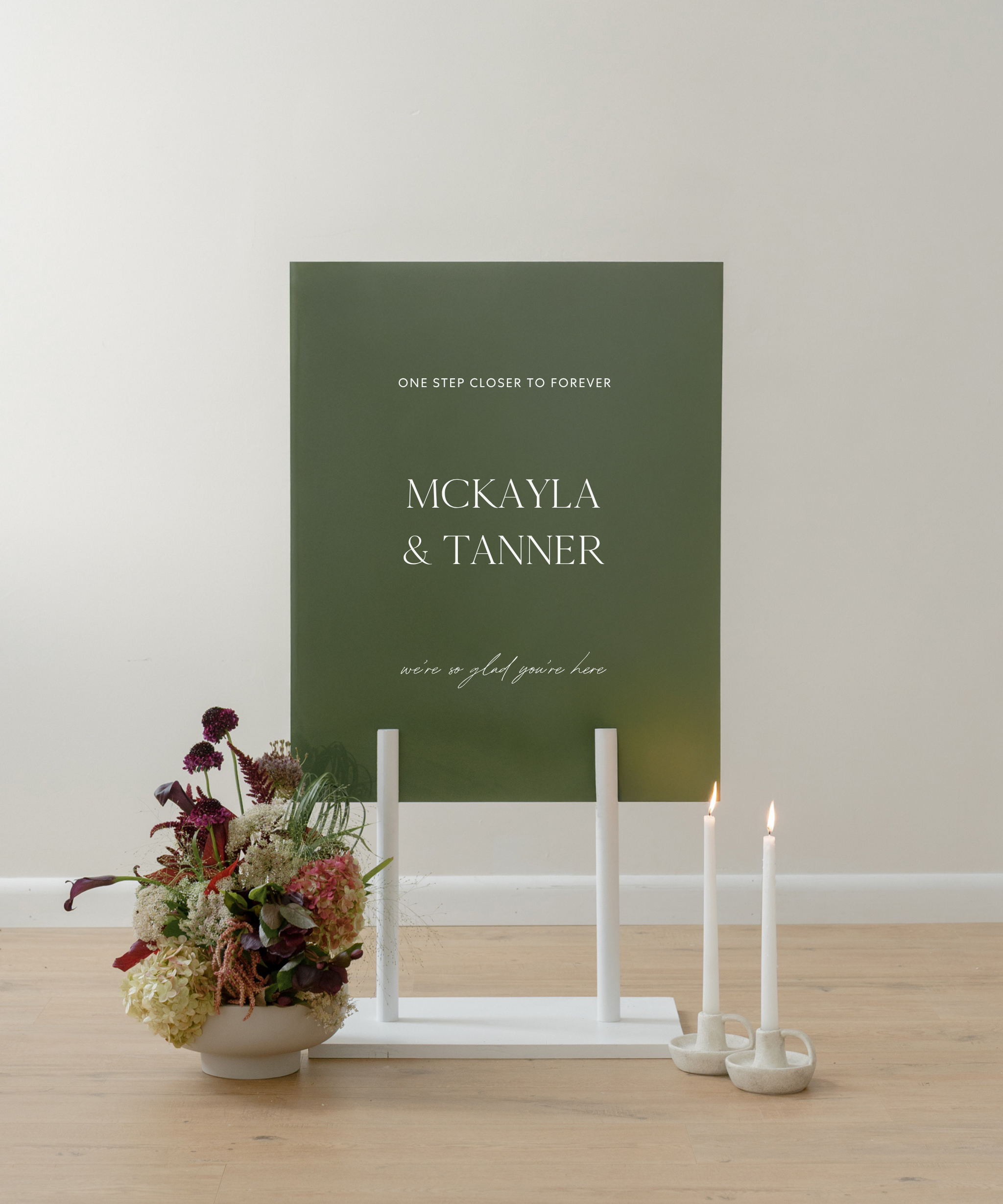 Acrylic Wedding Rehearsal Dinner Welcome Sign One Step Closer To Forever