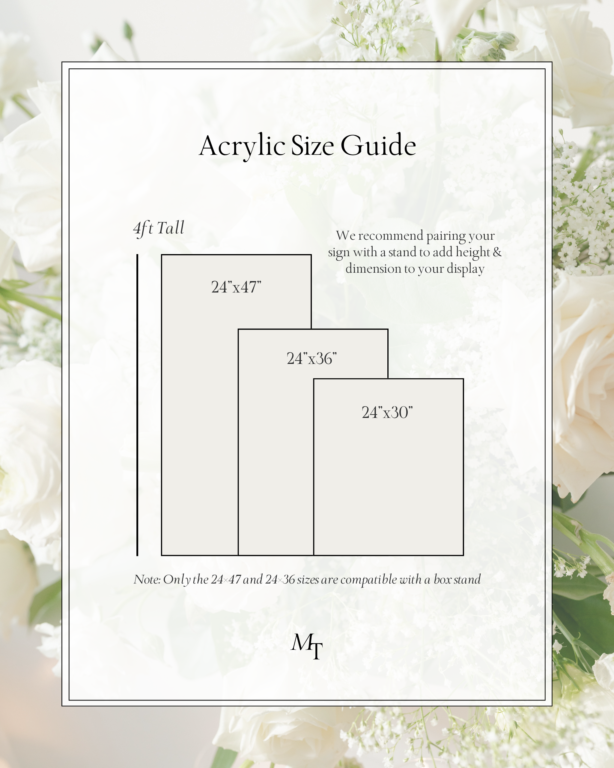 Acrylic Seating Chart Size Guide