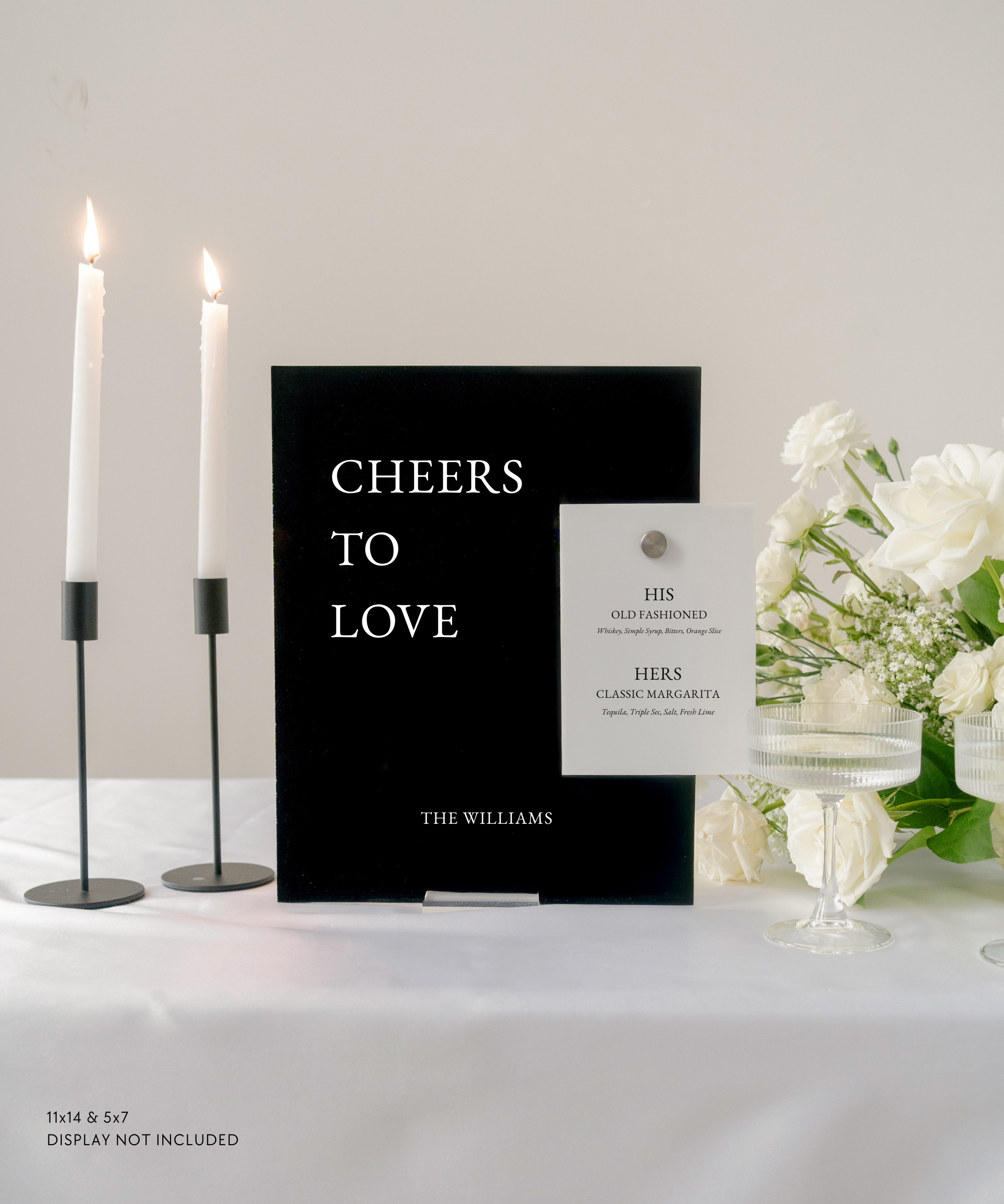 Acrylic Wedding Bar and Signature Drink Sign cheers to love