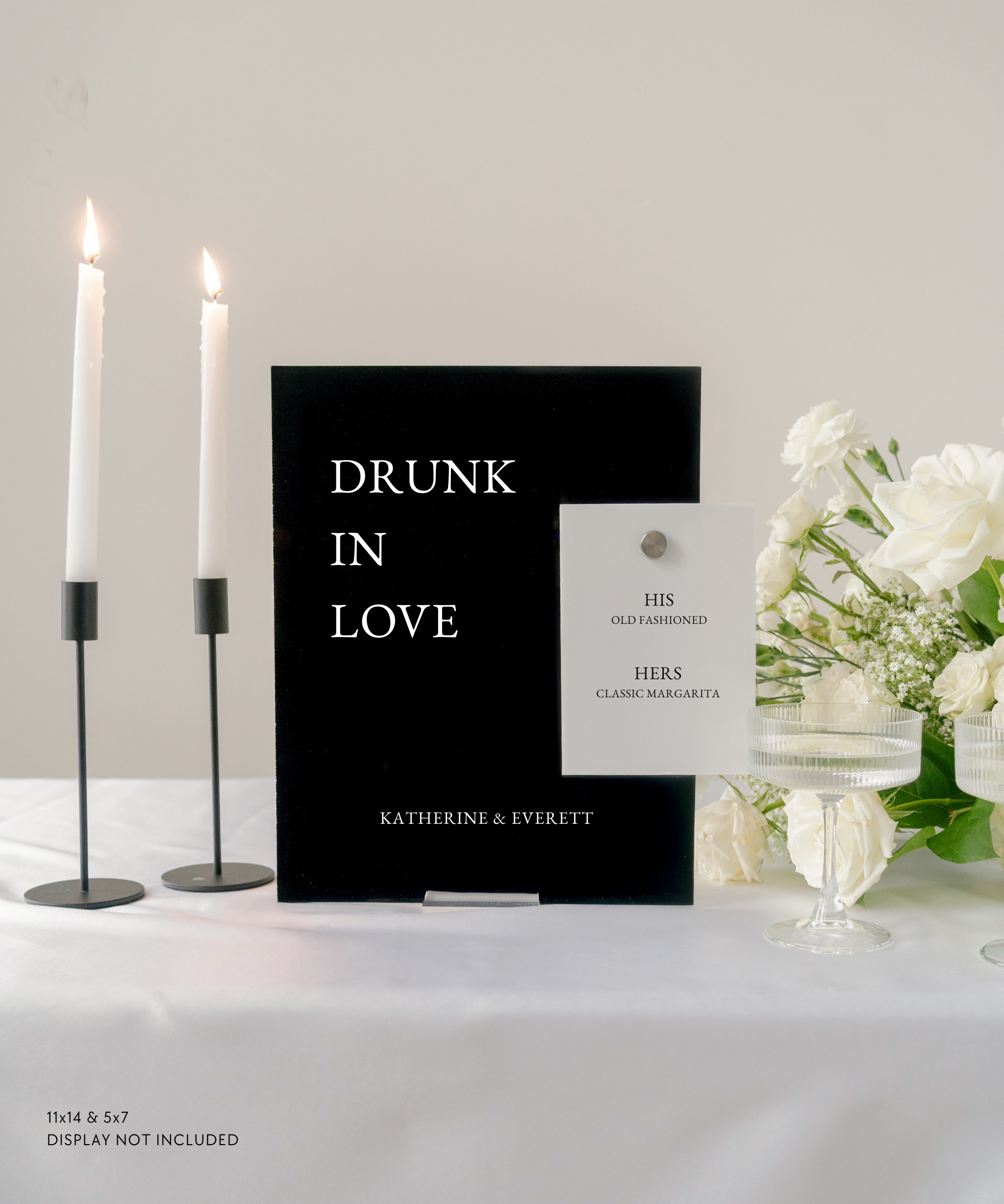Acrylic Wedding Bar and Signature Drink Sign drunk in love