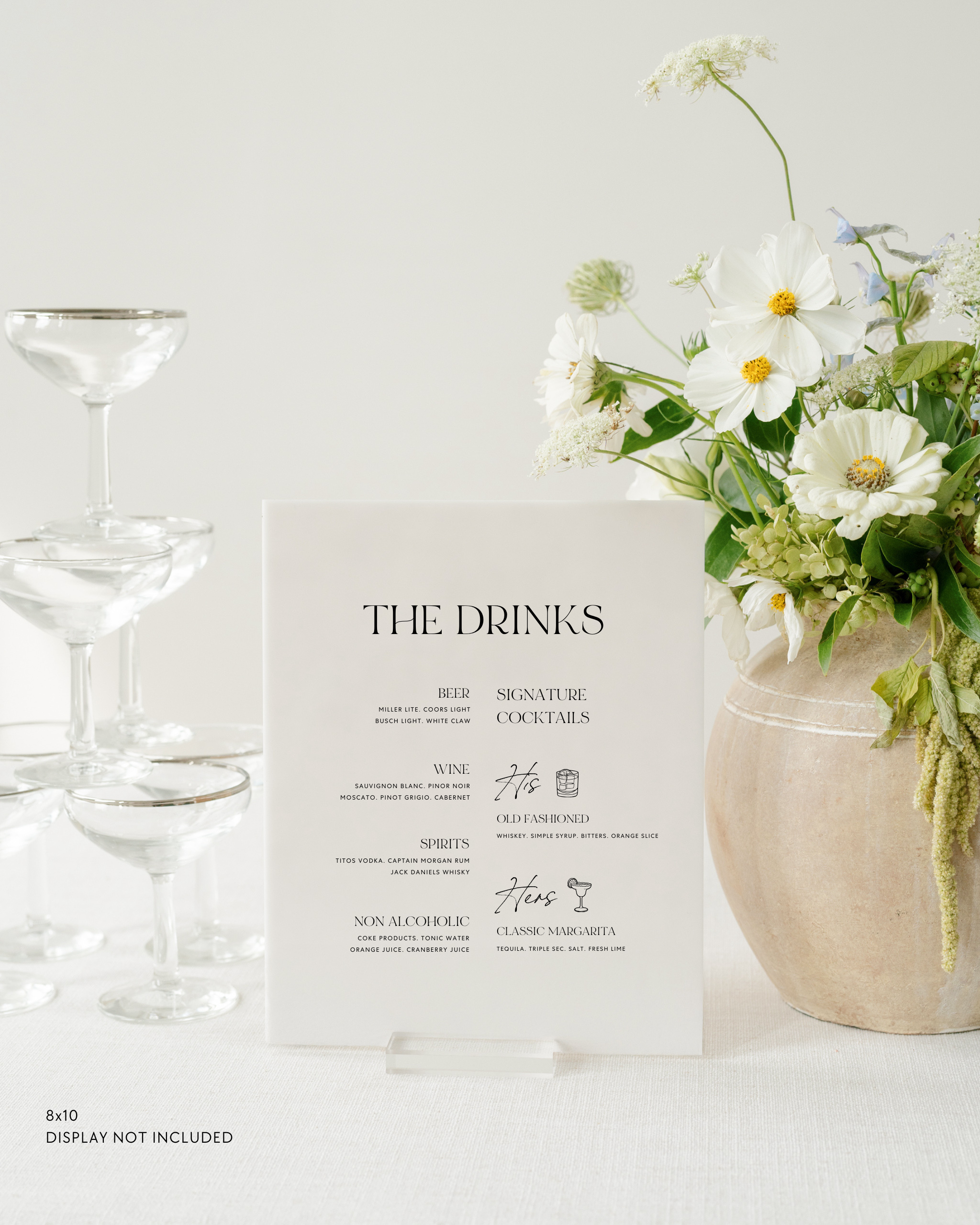 Acrylic Wedding Bar Menu and Signature Cocktail Sign