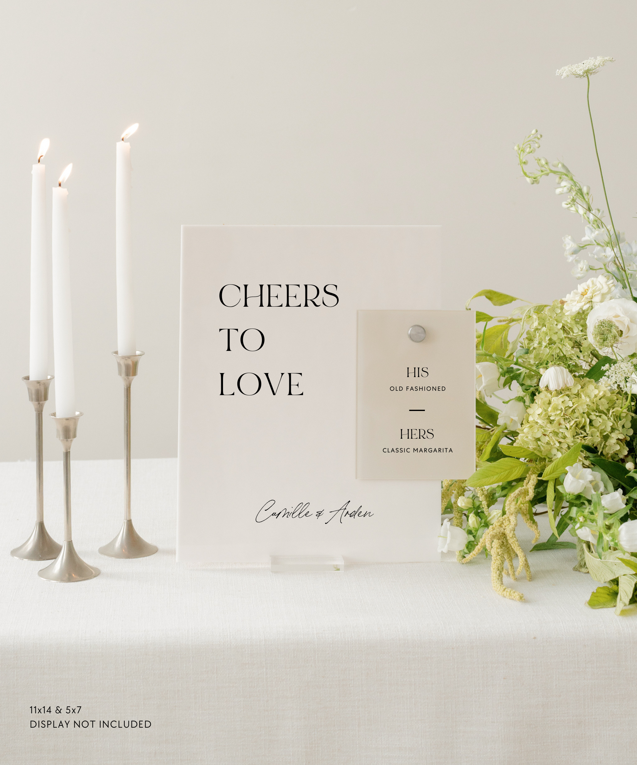 Acrylic Wedding Bar and Signature Drink Sign Cheers To Love His Old Fashioned Hers Classic Margarita