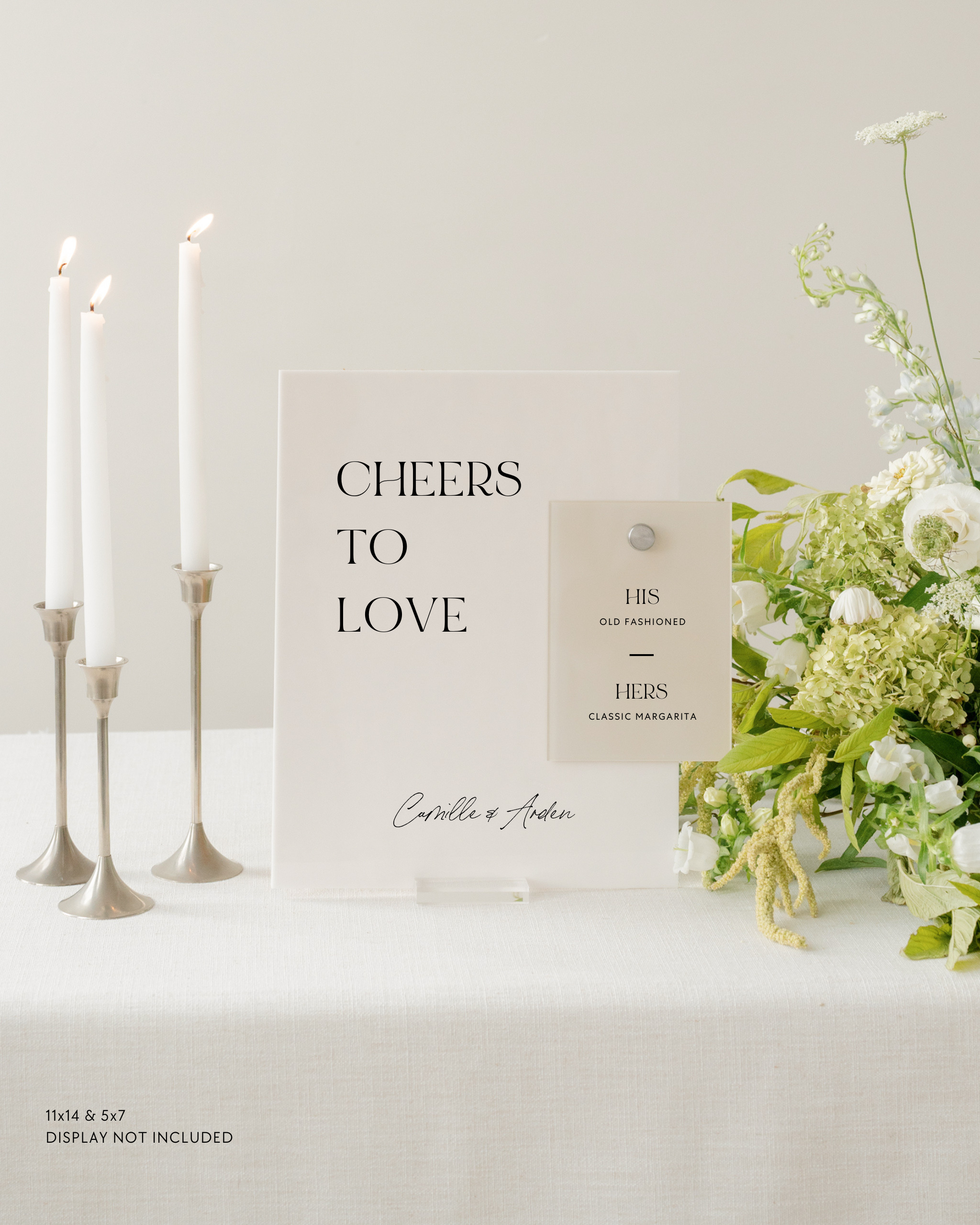 Acrylic Wedding Bar and Signature Drink Sign Cheers To Love His Old Fashioned Hers Classic Margarita