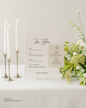 Acrylic Wedding Bar Menu and Signature Cocktail Sign His Old Fashioned Hers Classic Margarita