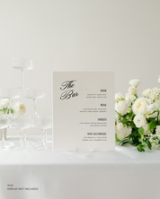 Acrylic Wedding Bar Menu Sign
