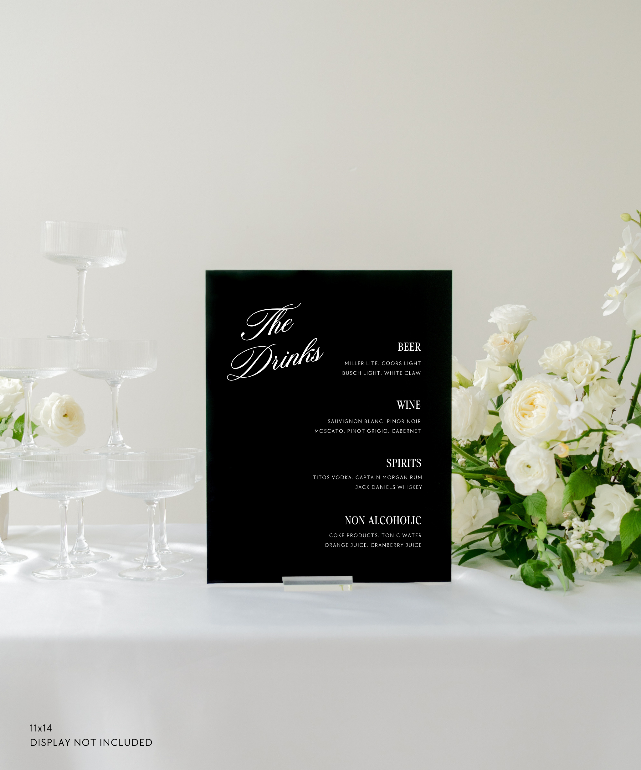 Acrylic Wedding Bar Menu Sign