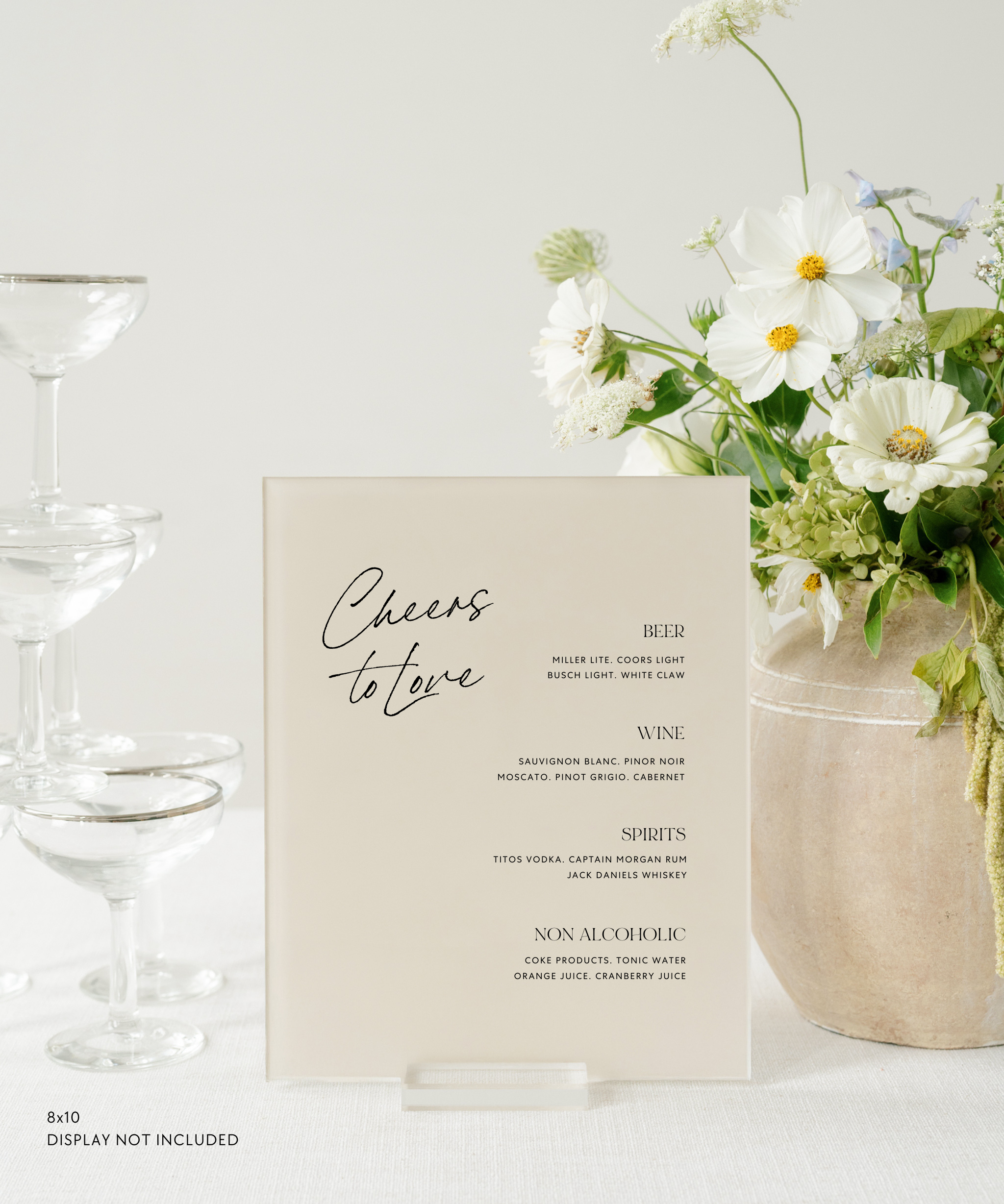 Acrylic Wedding Bar Menu Sign Cheers To Love