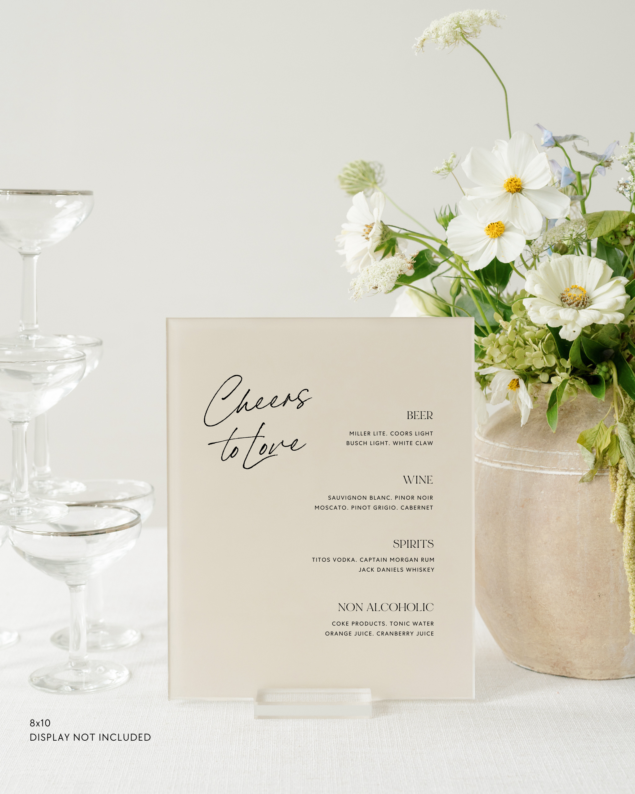 Acrylic Wedding Bar Menu Sign Cheers To Love