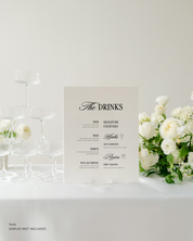 Acrylic Wedding Bar Menu Sign