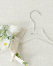 Acrylic Wedding Bridesmaid Hangers personalized with name Kennedy