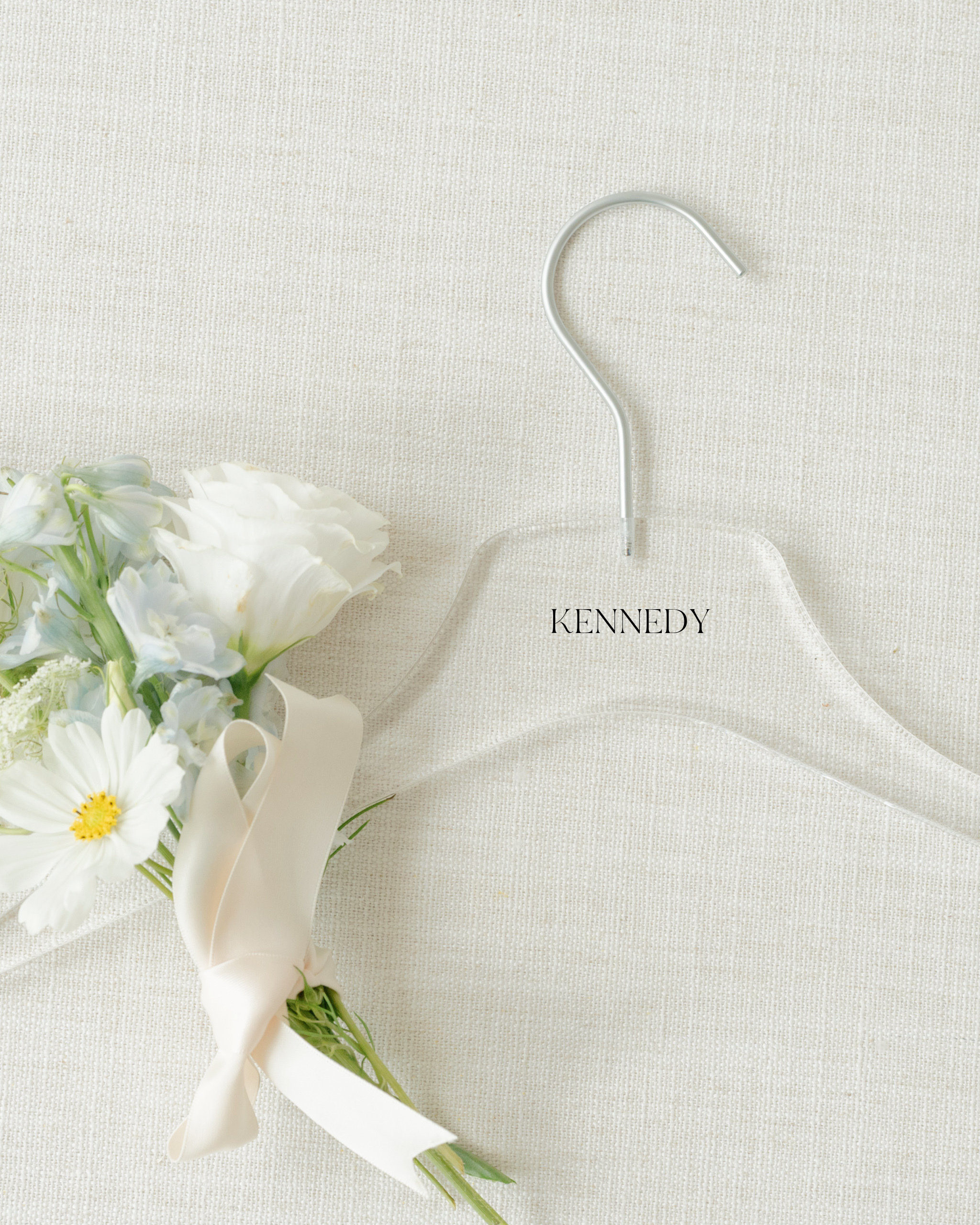 Acrylic Wedding Bridesmaid Hangers personalized with name Kennedy