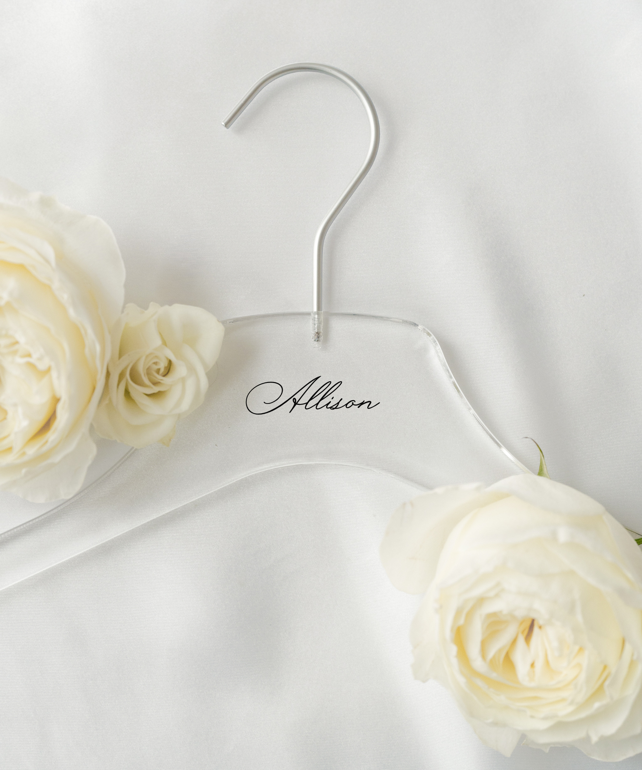 Acrylic Wedding Bridesmaid Hangers personalized with name Allison