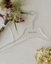 Acrylic Wedding Bridesmaid Hangers personalized with name Mckayla