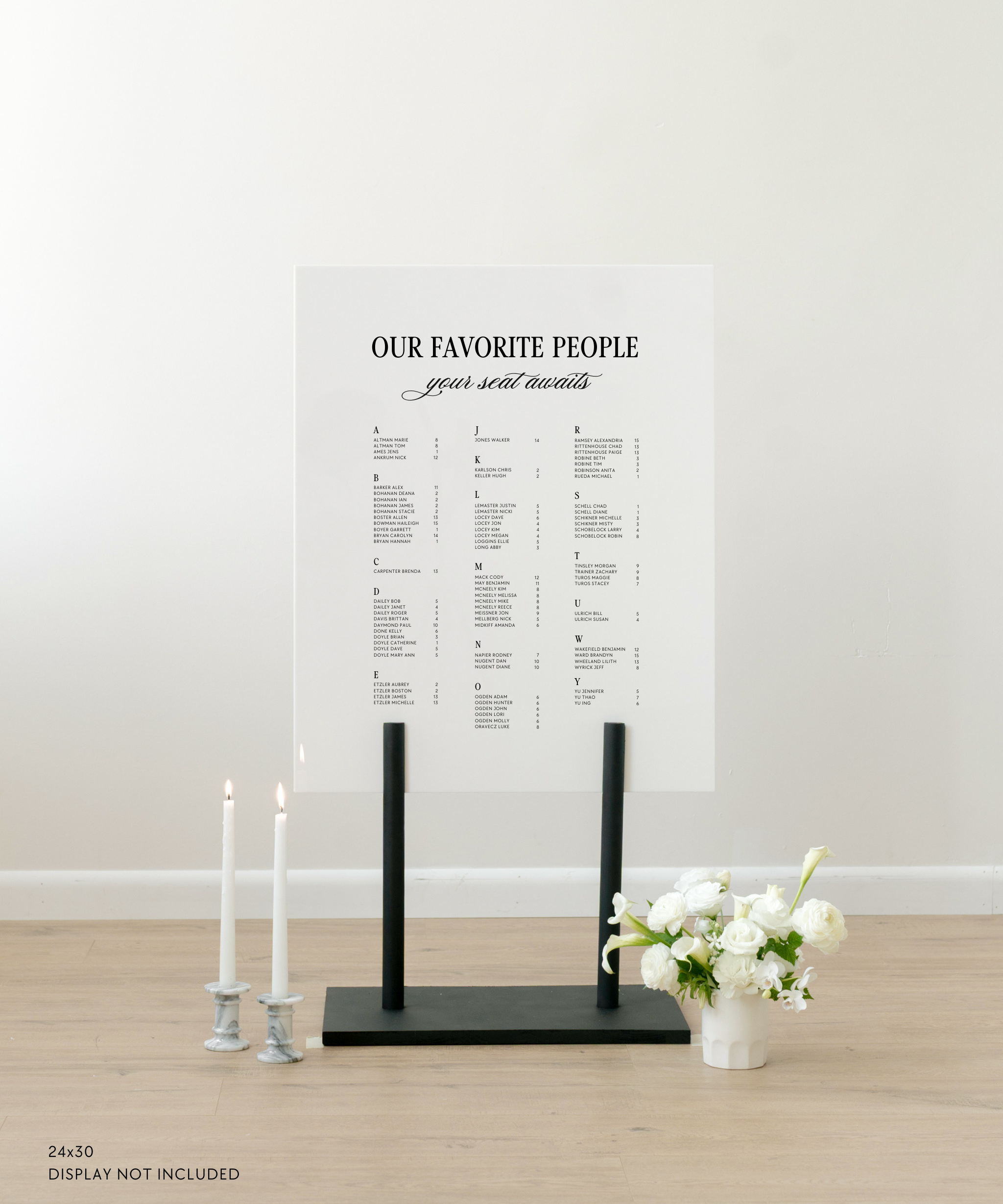 Acrylic Wedding Seating Chart Sign
