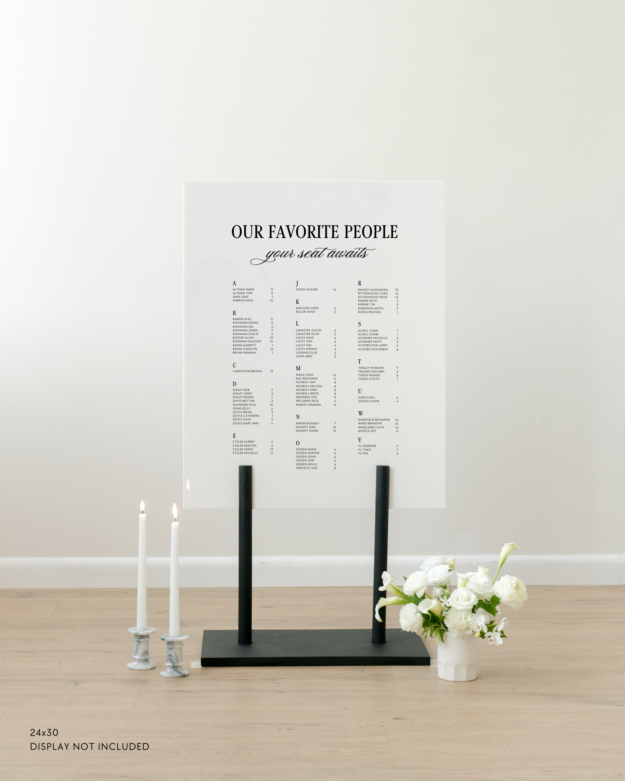 Acrylic Wedding Seating Chart Sign