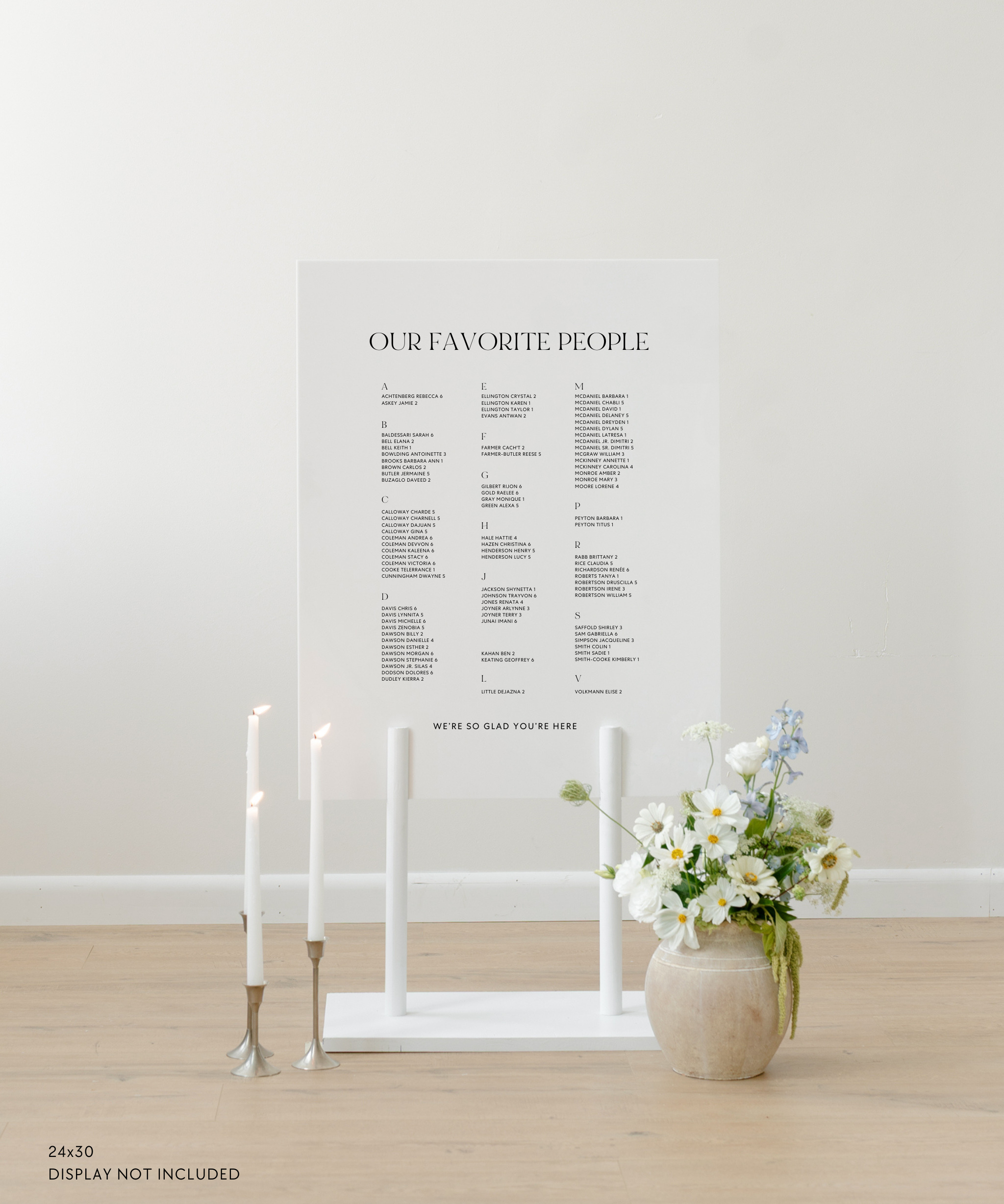 Acrylic Wedding Seating Chart Sign