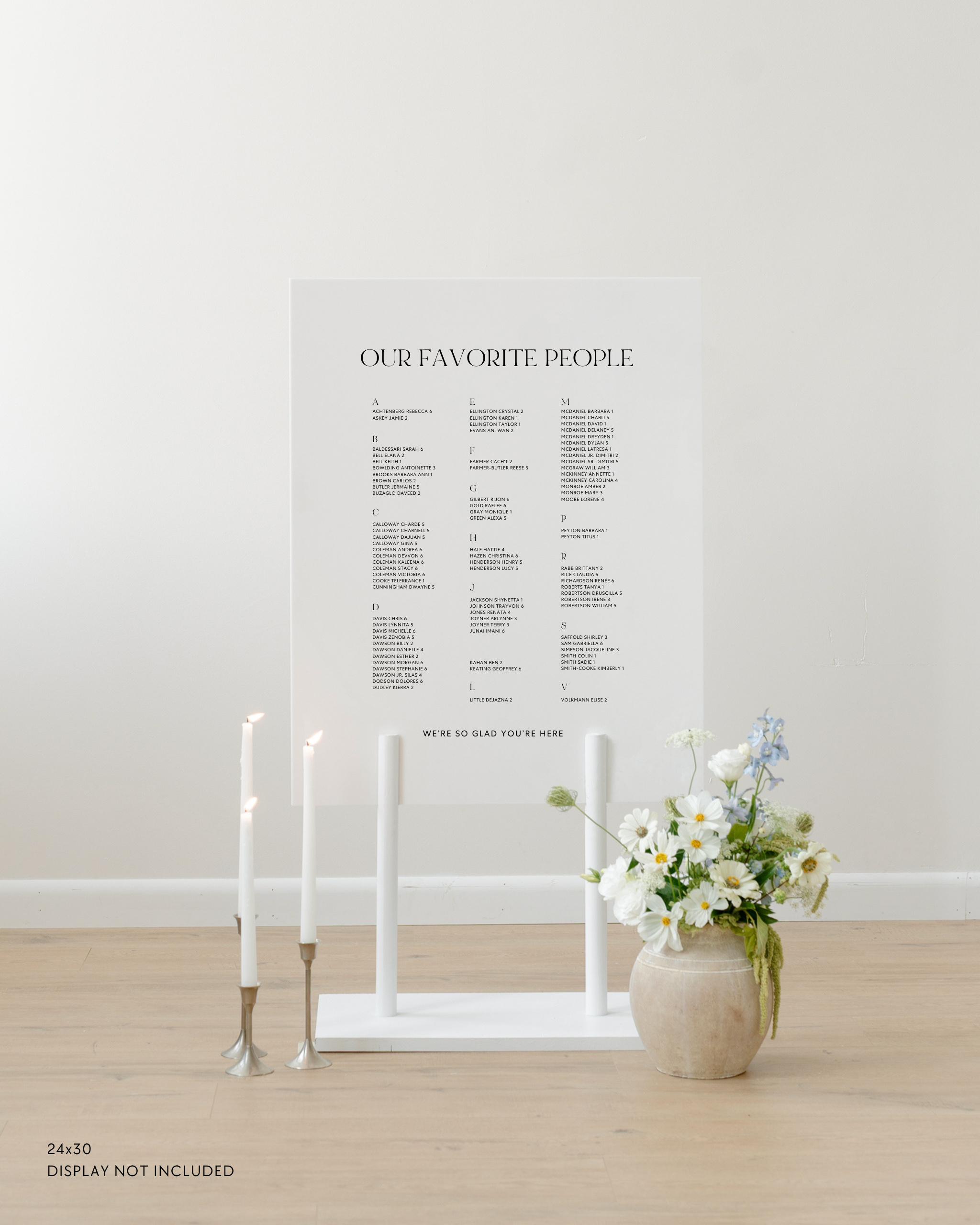 Acrylic Wedding Seating Chart Sign