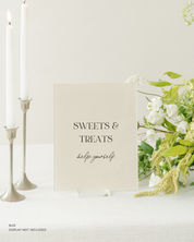 Acrylic Wedding Dessert Table Sign Sweets and Treats Help Yourself